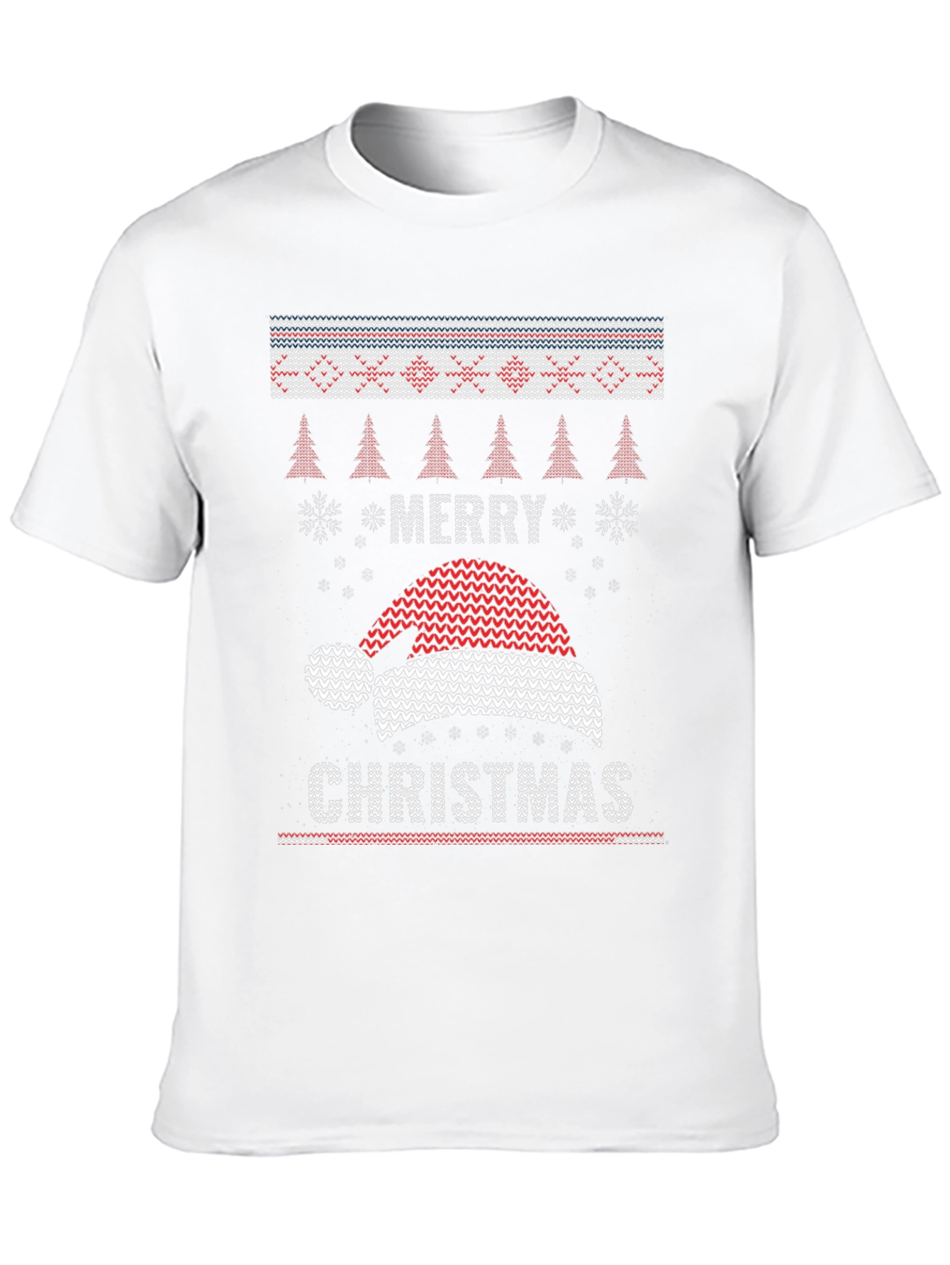 Merry Christmas Santa Hat Knit Style T-Shirt
