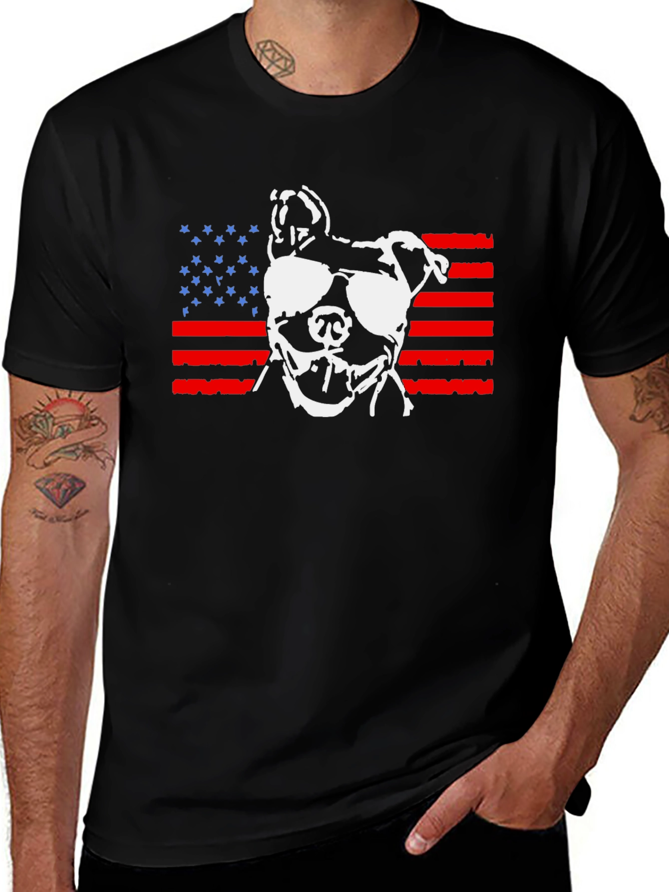 Patriotic Pitbull T-Shirt - USA Dog Lover Tee
