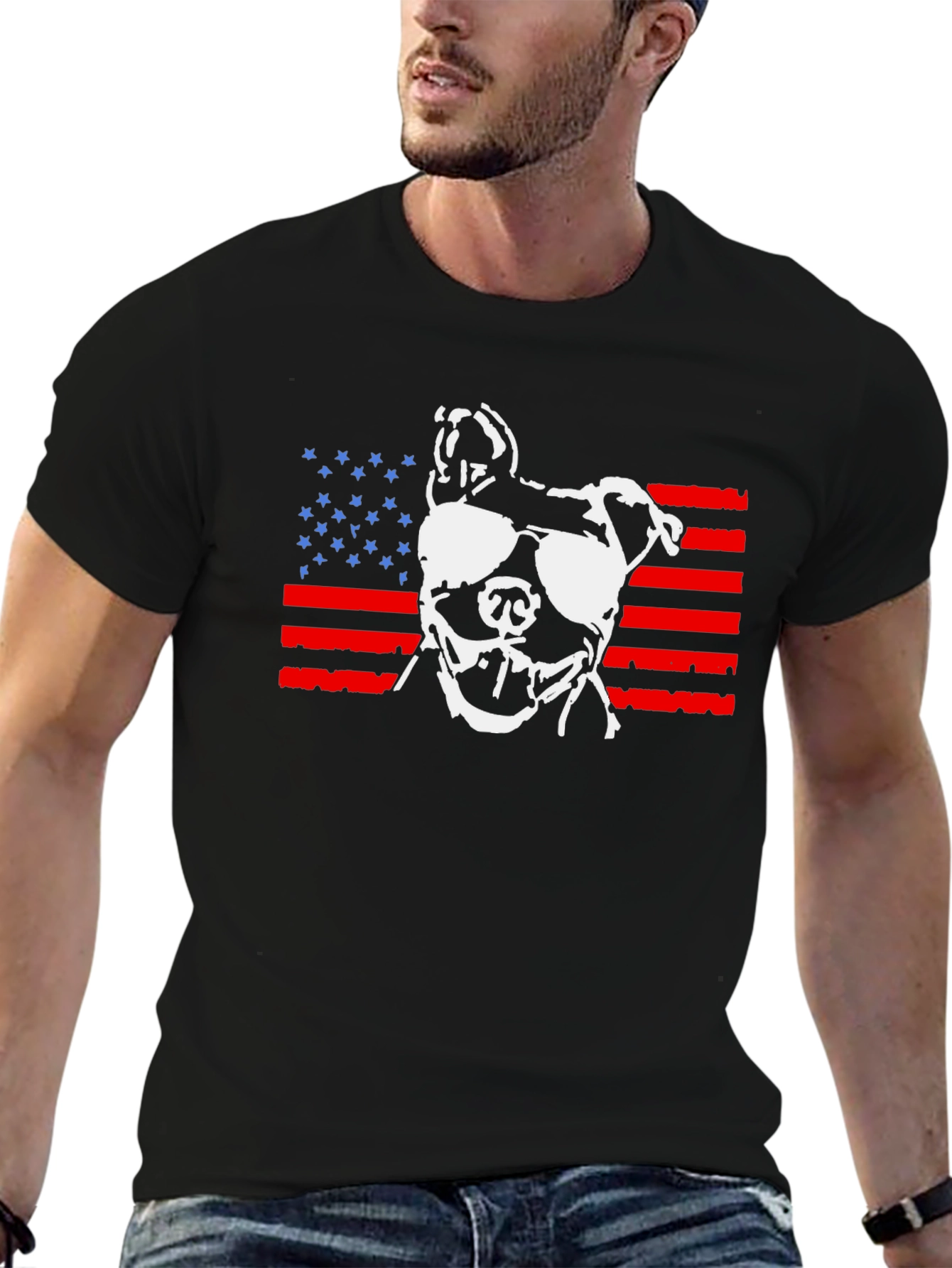 Patriotic Pitbull T-Shirt - USA Dog Lover Tee
