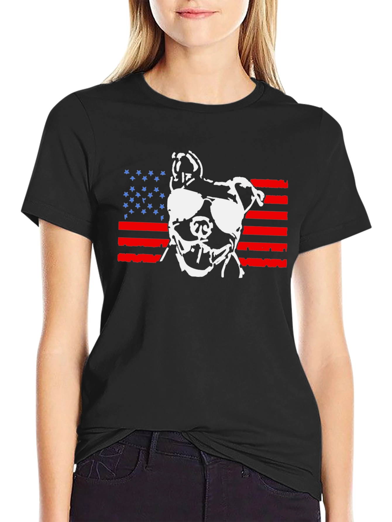 Patriotic Pitbull T-Shirt - USA Dog Lover Tee