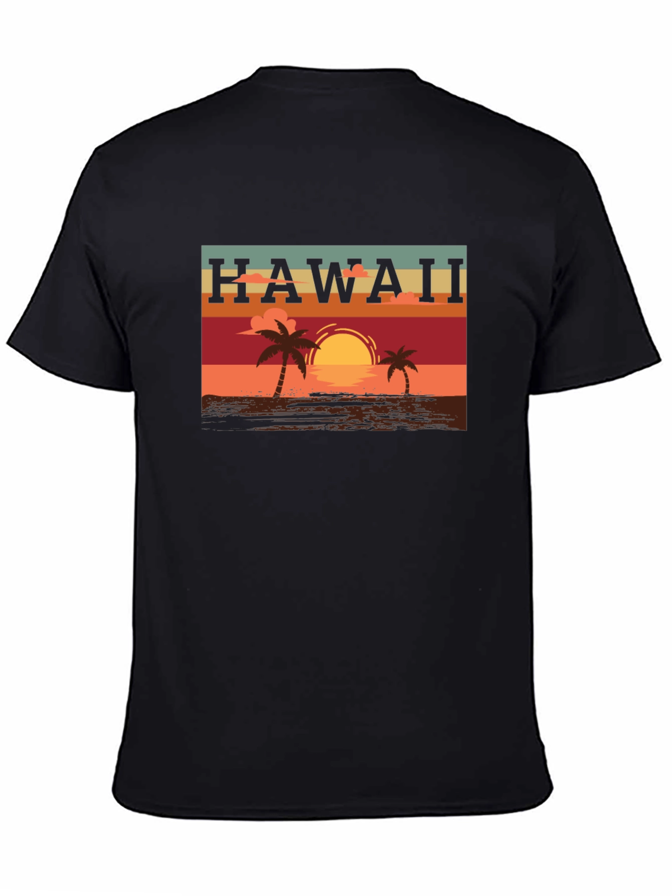 Hawaii Sunset Graphic Tee - Palm Tree Design