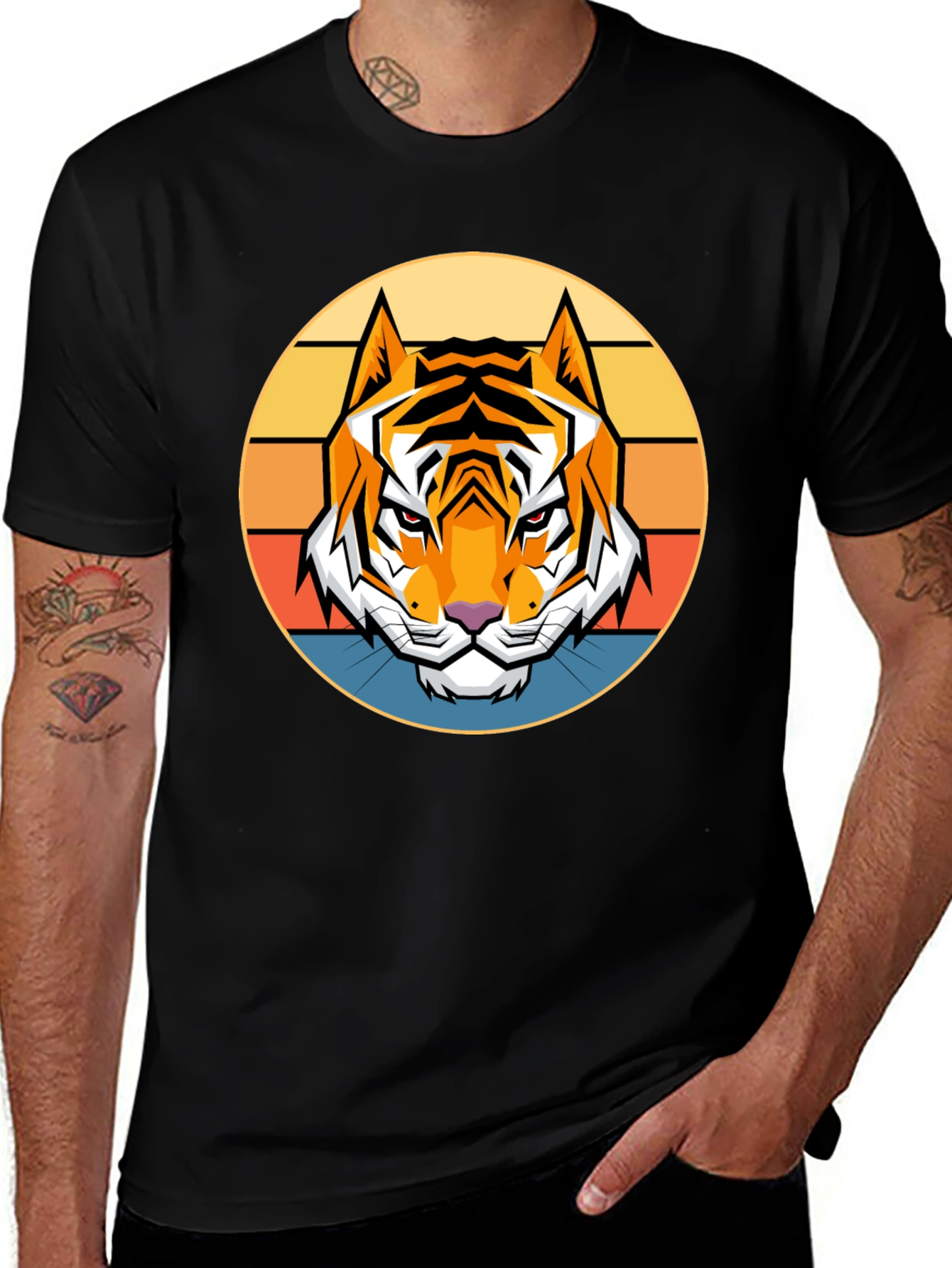 Retro Tiger Graphic T-Shirt - Bold Animal Design