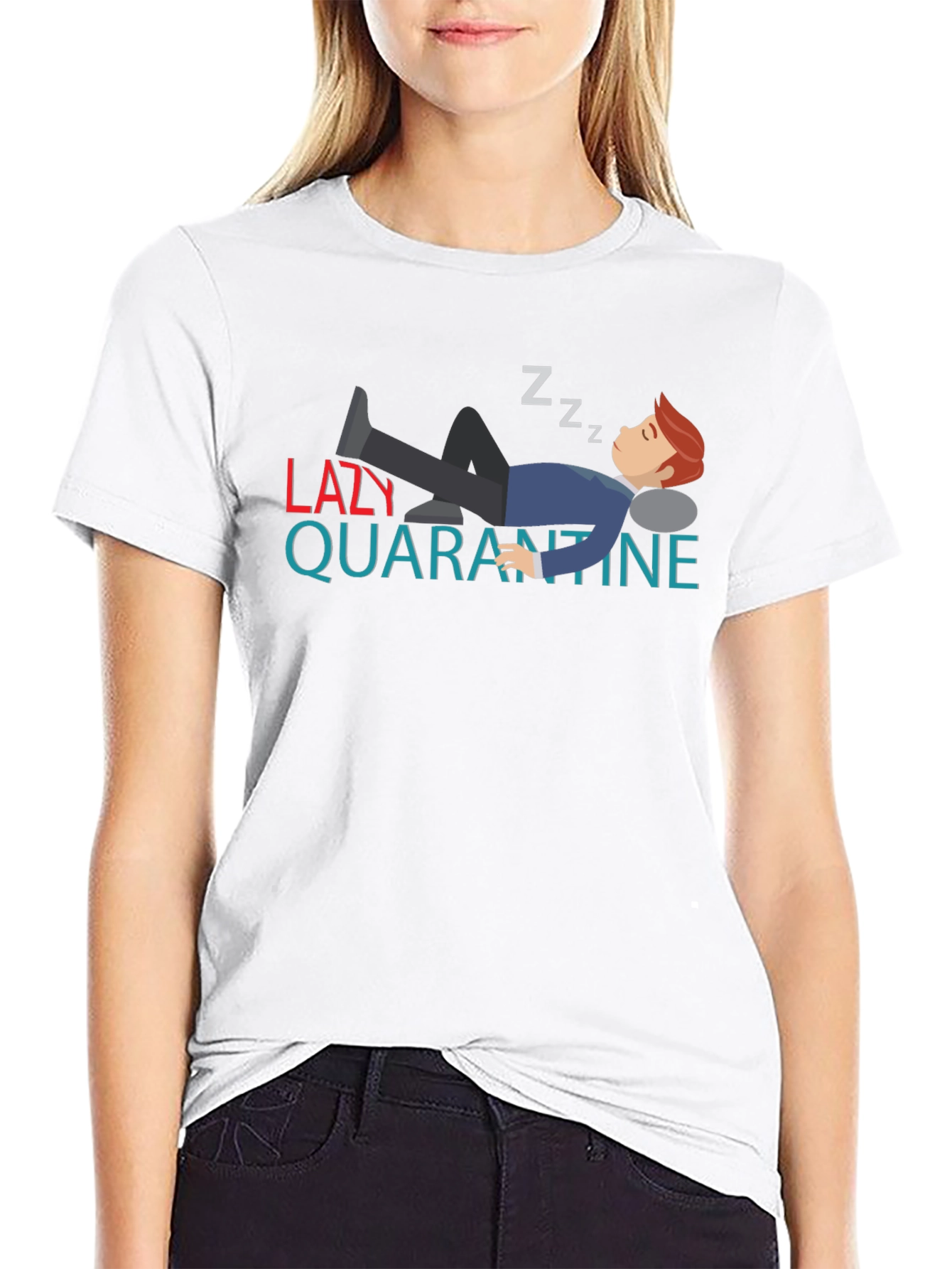 Lazy Quarantine T-Shirt - Funny Sleepy Design