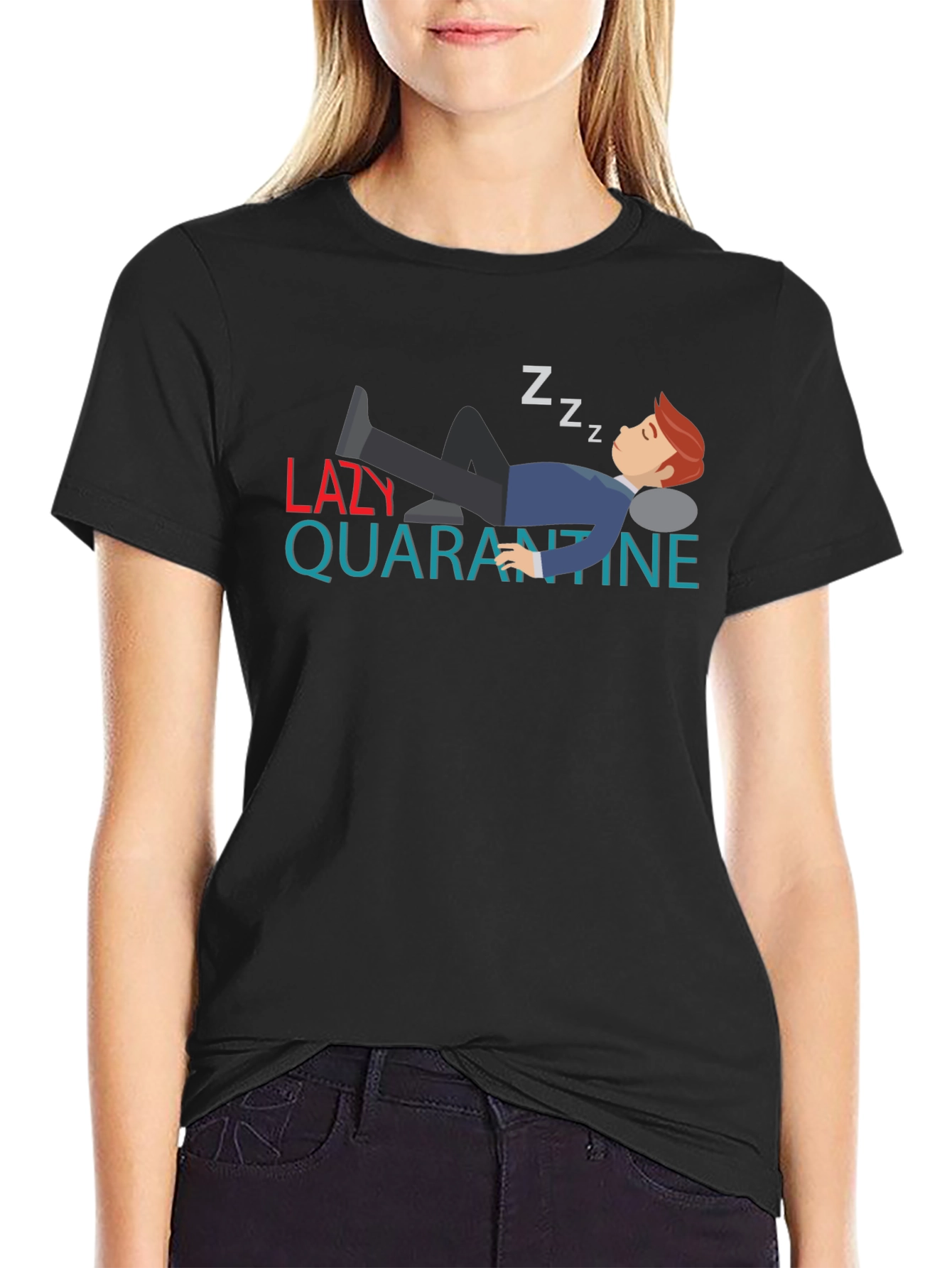 Lazy Quarantine T-Shirt - Funny Sleepy Design