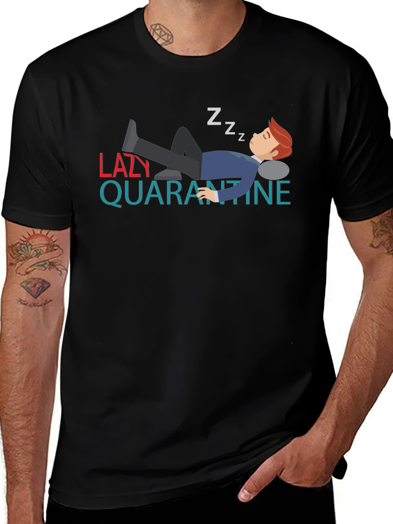 Lazy Quarantine T-Shirt - Funny Sleepy Design