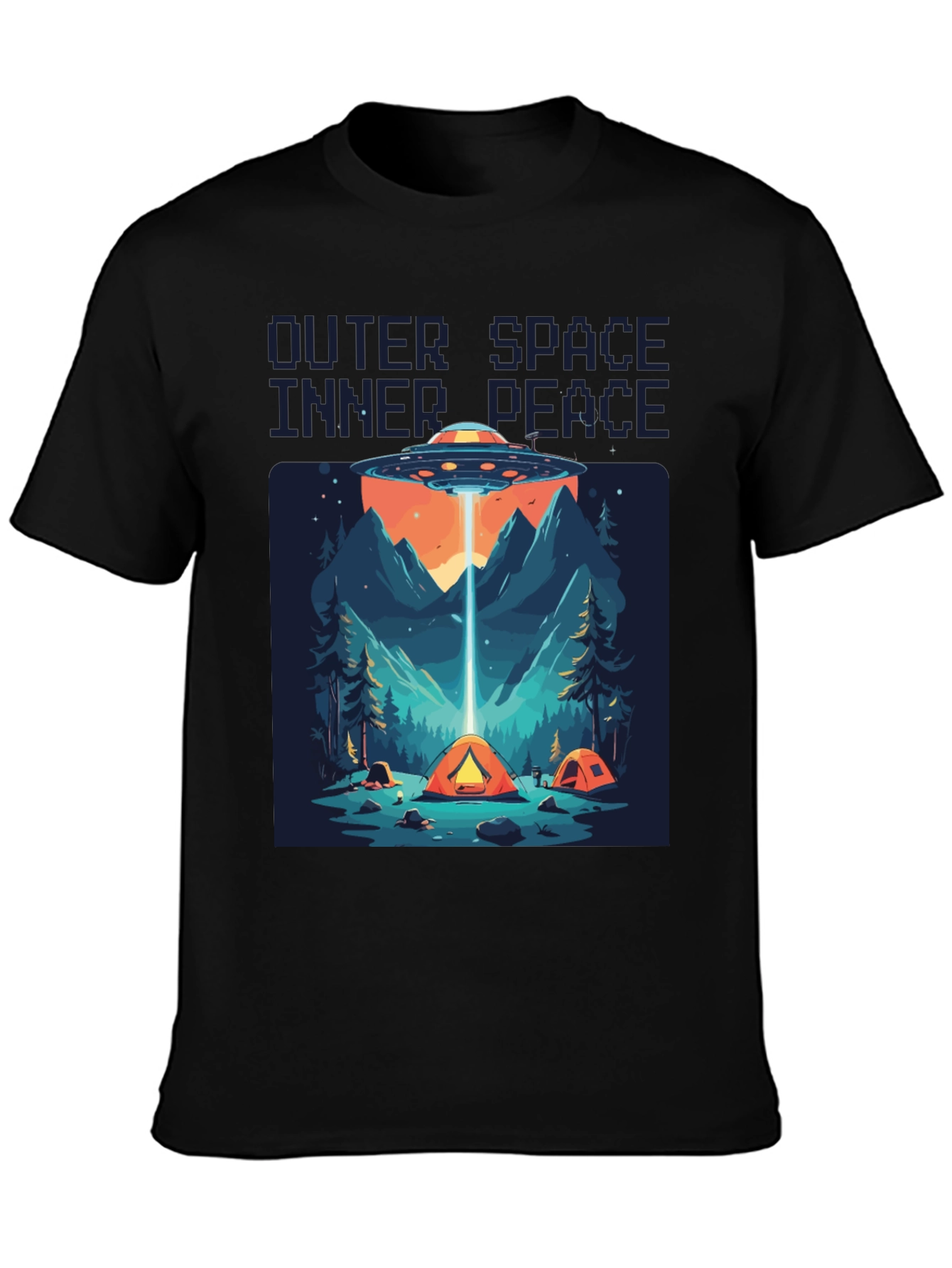 Outer Space Inner Peace UFO Camping T-Shirt
