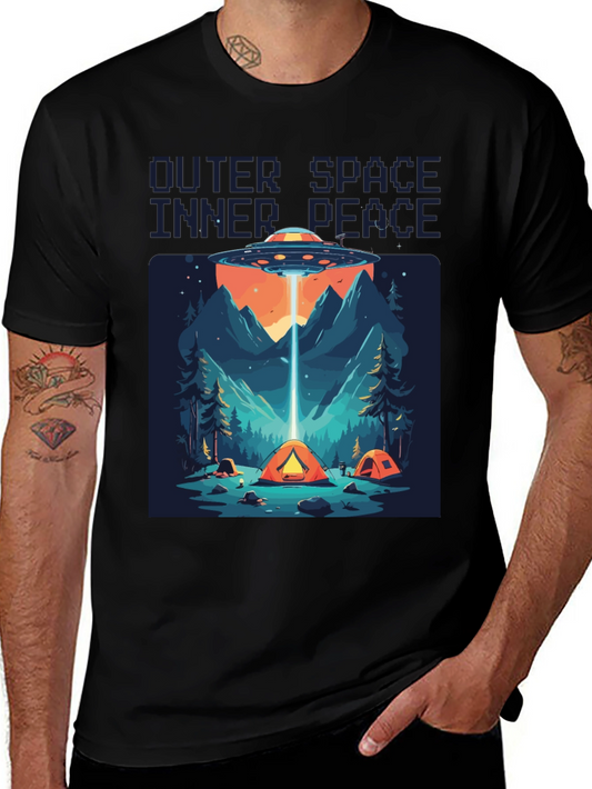 Outer Space Inner Peace UFO Camping T-Shirt