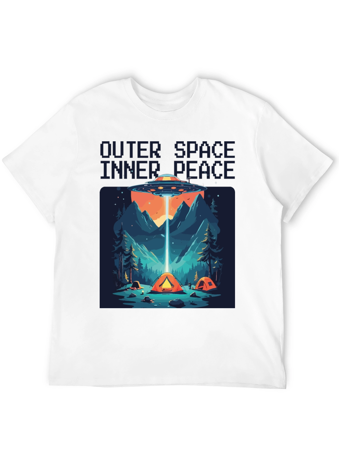 Outer Space Inner Peace UFO Camping T-Shirt