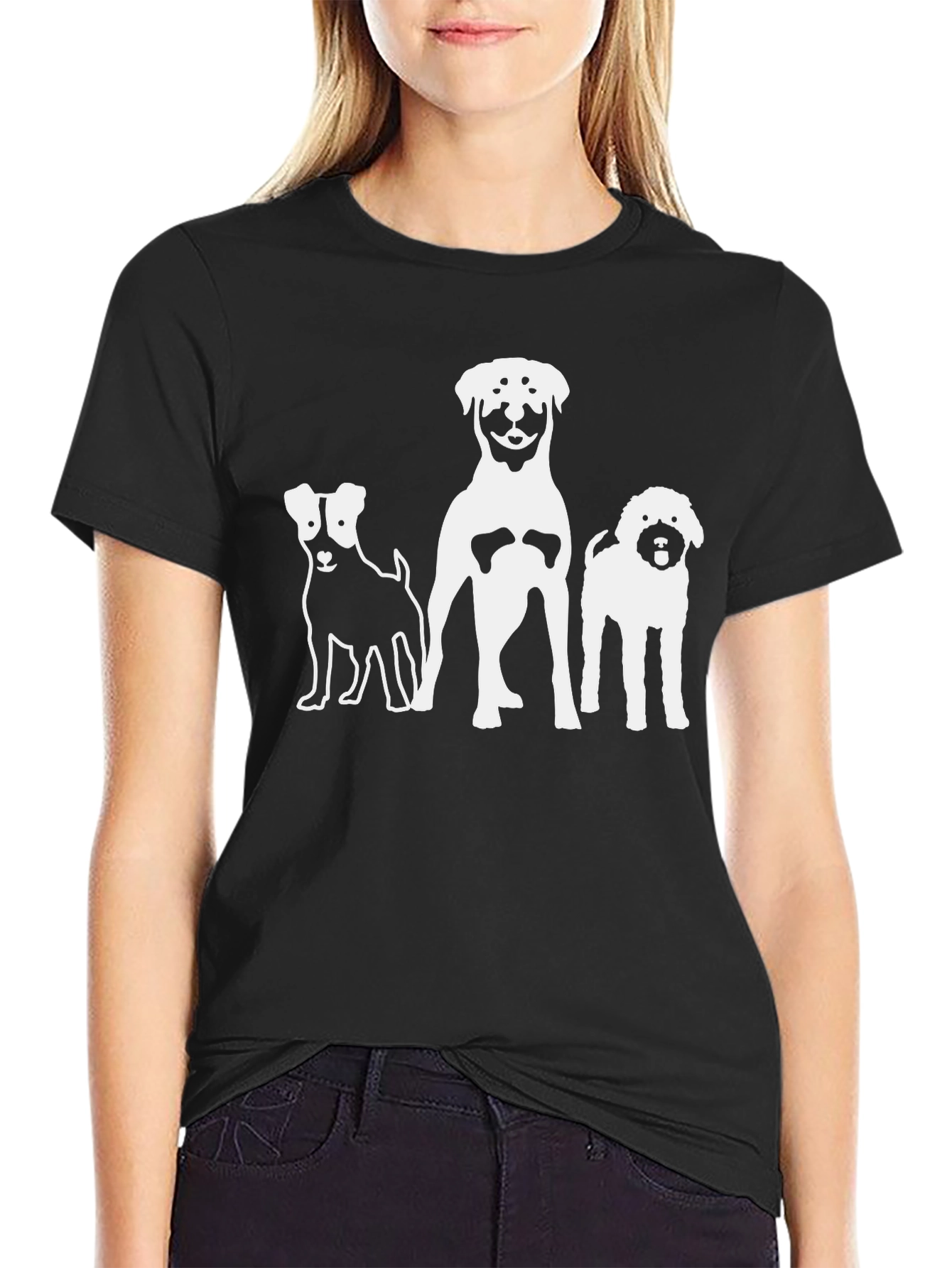 Dog Lovers T-Shirt with 3 Dog Silhouettes