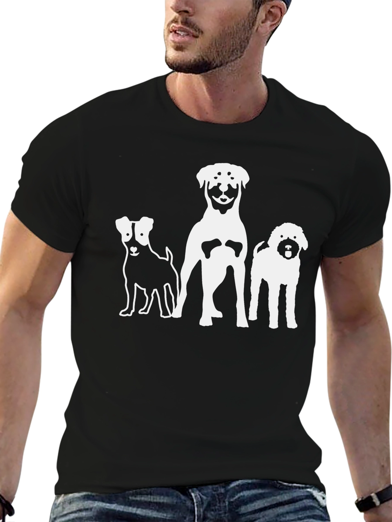 Dog Lovers T-Shirt with 3 Dog Silhouettes