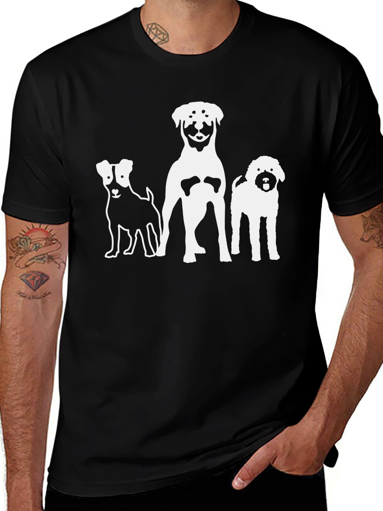Dog Lovers T-Shirt with 3 Dog Silhouettes