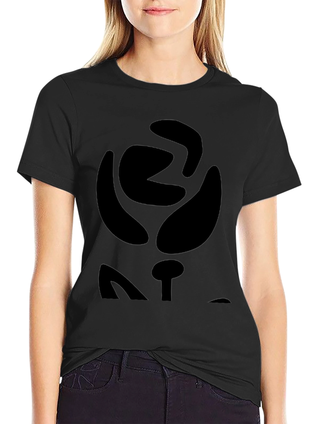 Abstract Rose Graphic Black T-Shirt - Modern Style