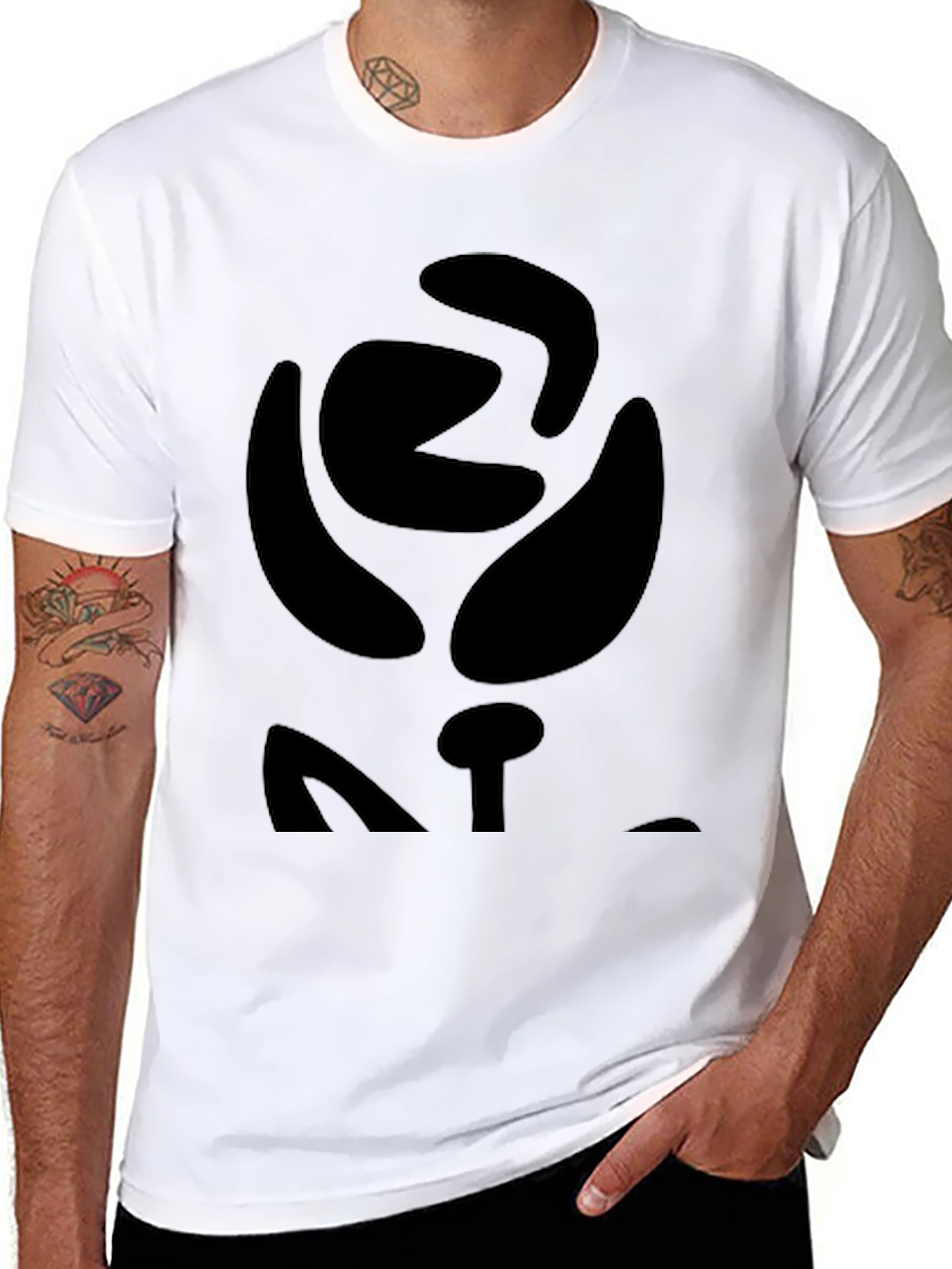 Abstract Rose Graphic Black T-Shirt - Modern Style