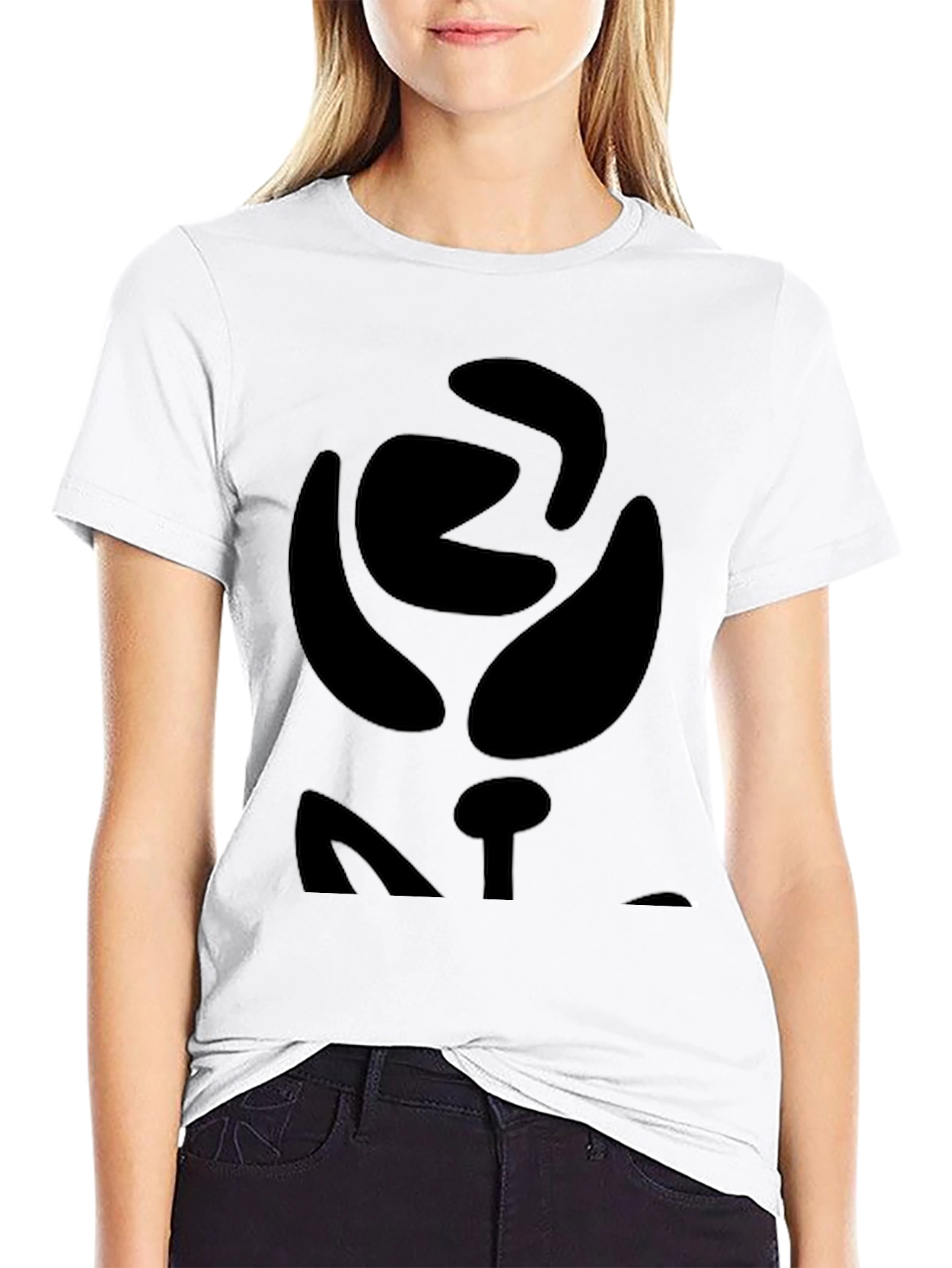 Abstract Rose Graphic Black T-Shirt - Modern Style