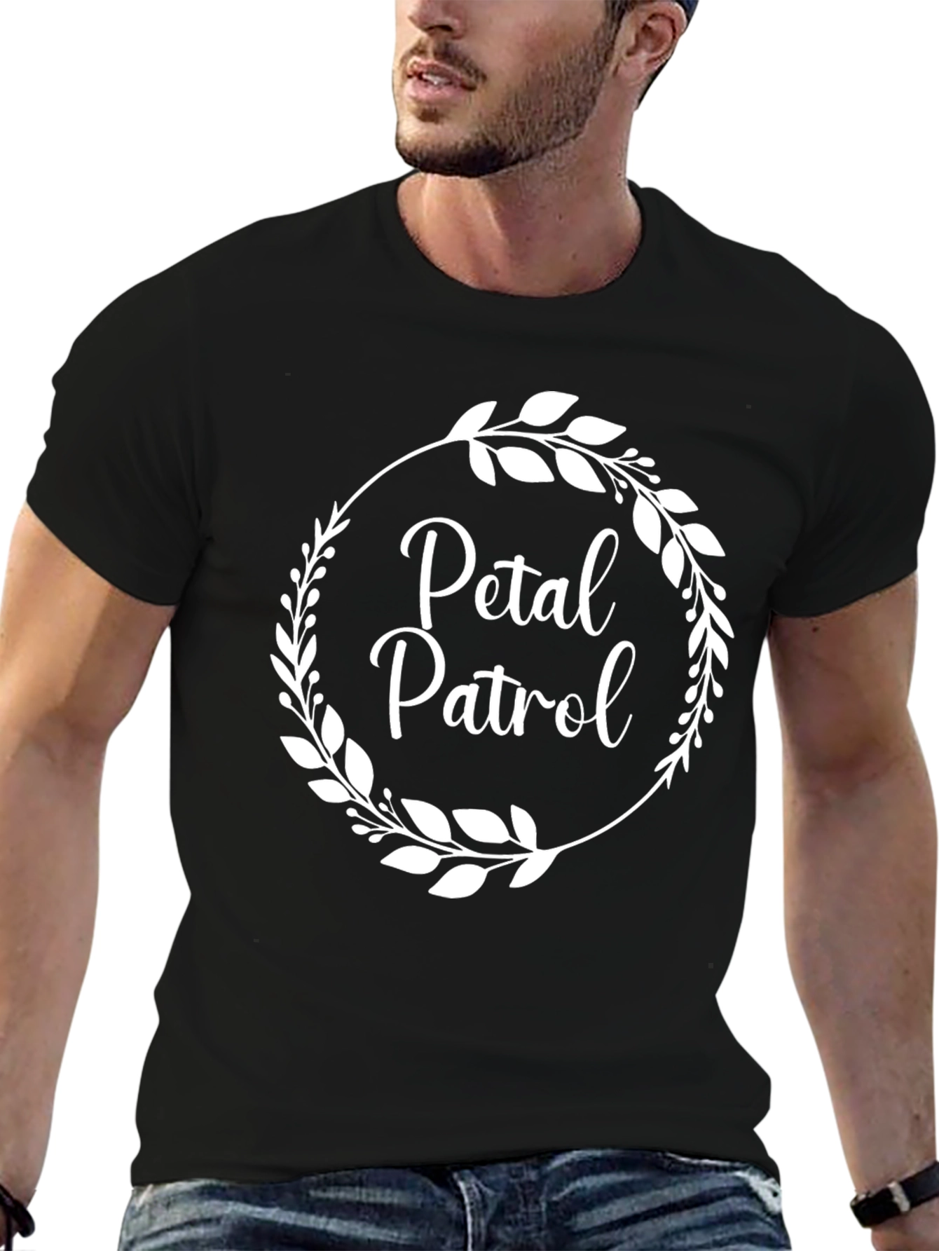 Petal Patrol Graphic Tee - Black Cotton Crew Neck