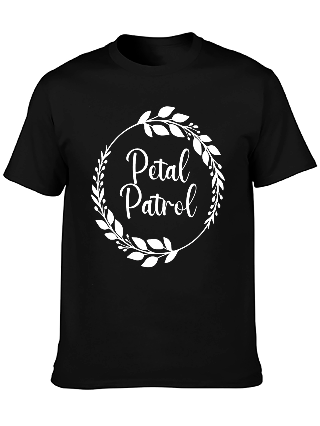 Petal Patrol Graphic Tee - Black Cotton Crew Neck