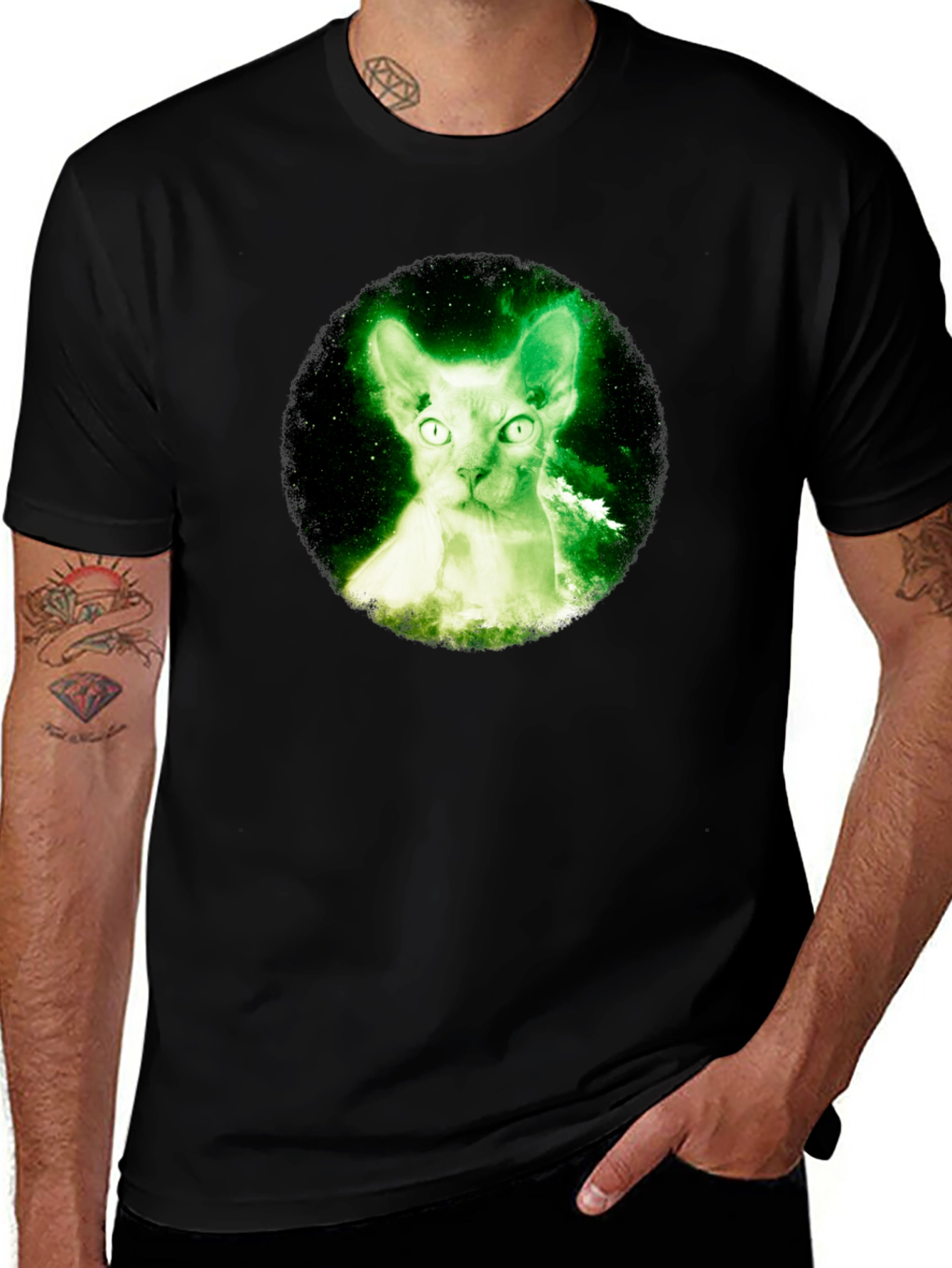 Sphynx Cat Galaxy T-Shirt - Glow in the Dark
