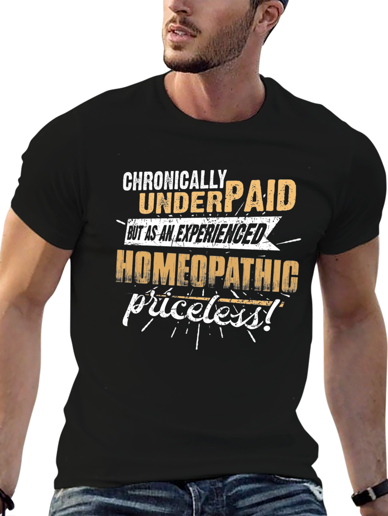 Homeopathic Priceless T-Shirt - Funny Black Tee