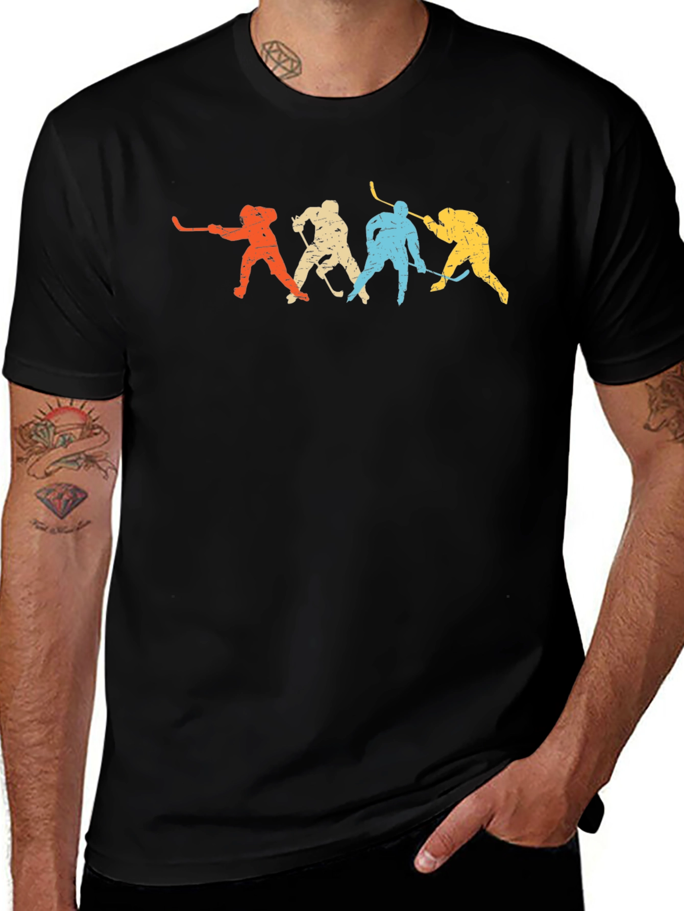 Retro Hockey Player Graphic Tee - Classic Fit