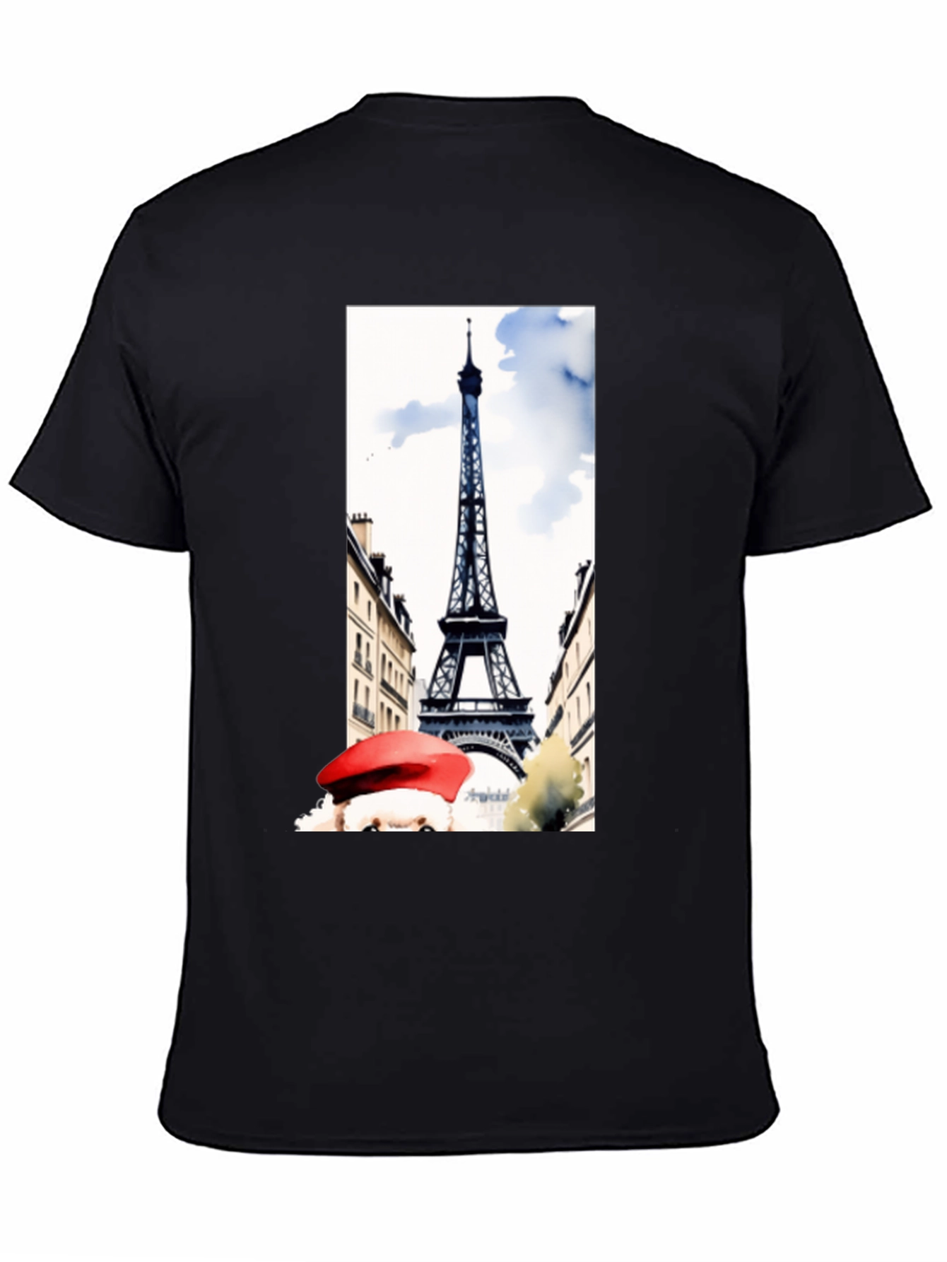 Paris Eiffel Tower Graphic Tee - Black Cotton T-Shirt