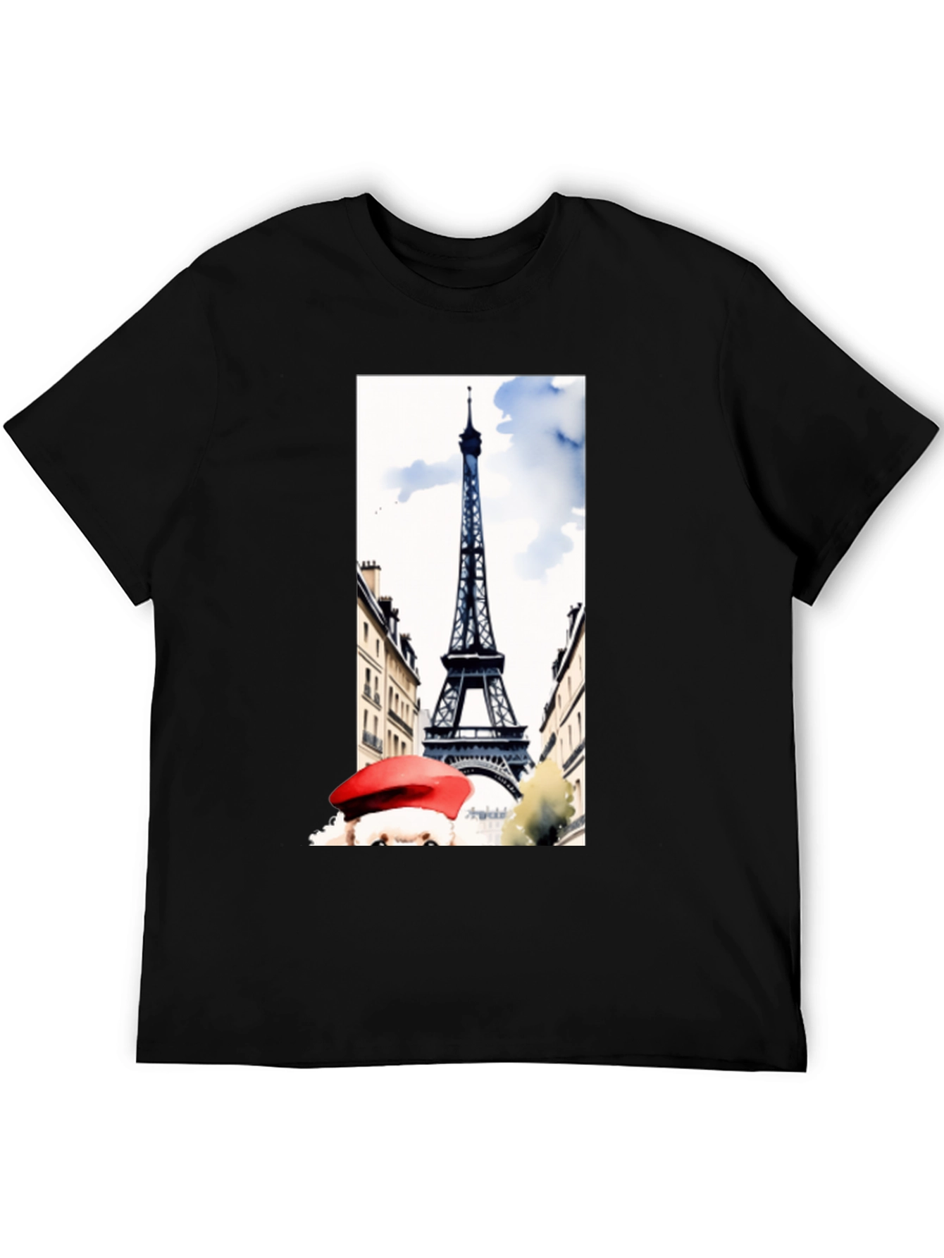 Paris Eiffel Tower Graphic Tee - Black Cotton T-Shirt