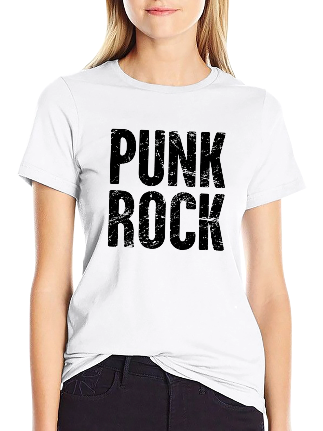 Punk Rock Graphic Tee - Black Cotton T-Shirt
