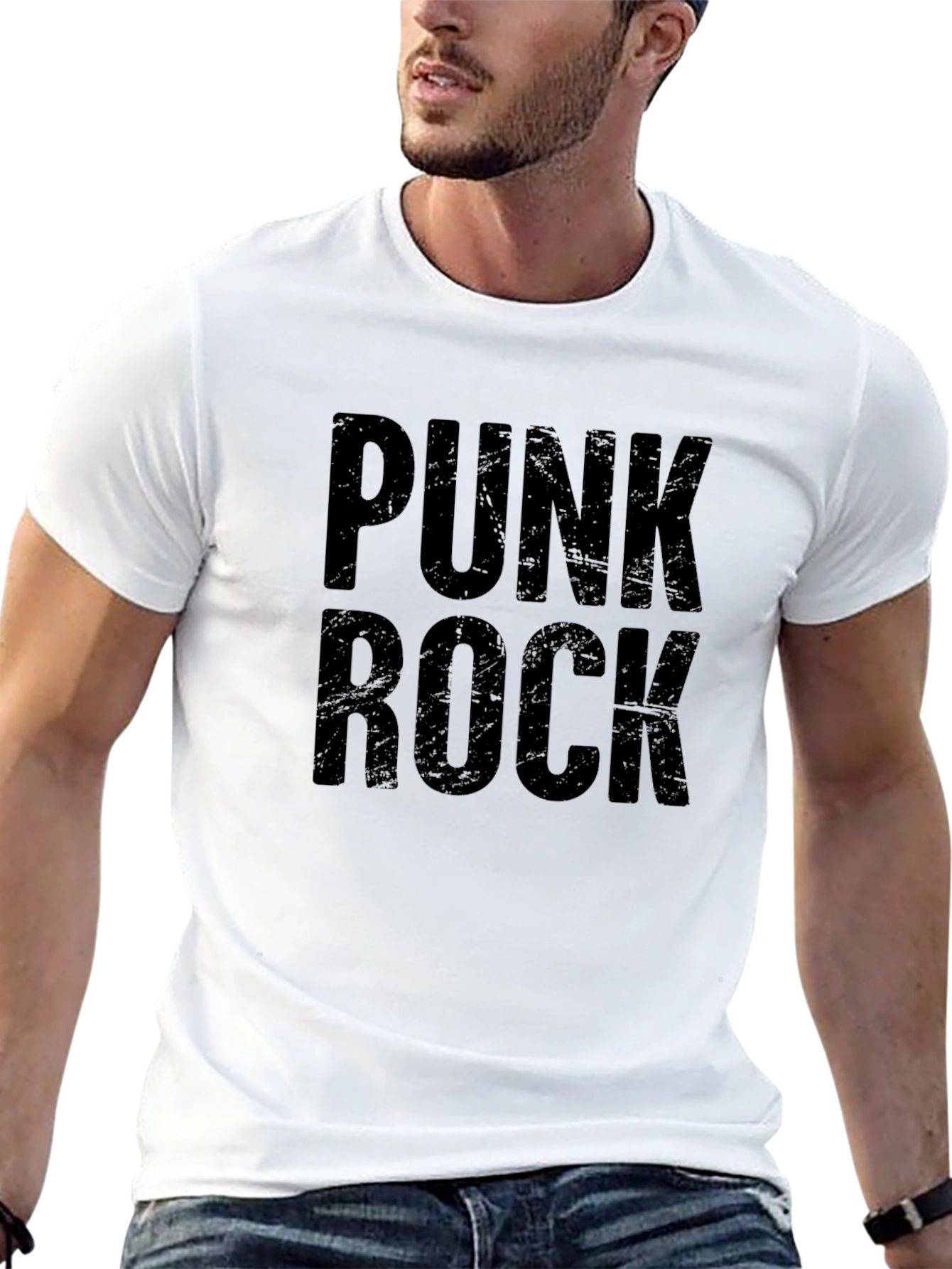 Punk Rock Graphic Tee - Black Cotton T-Shirt