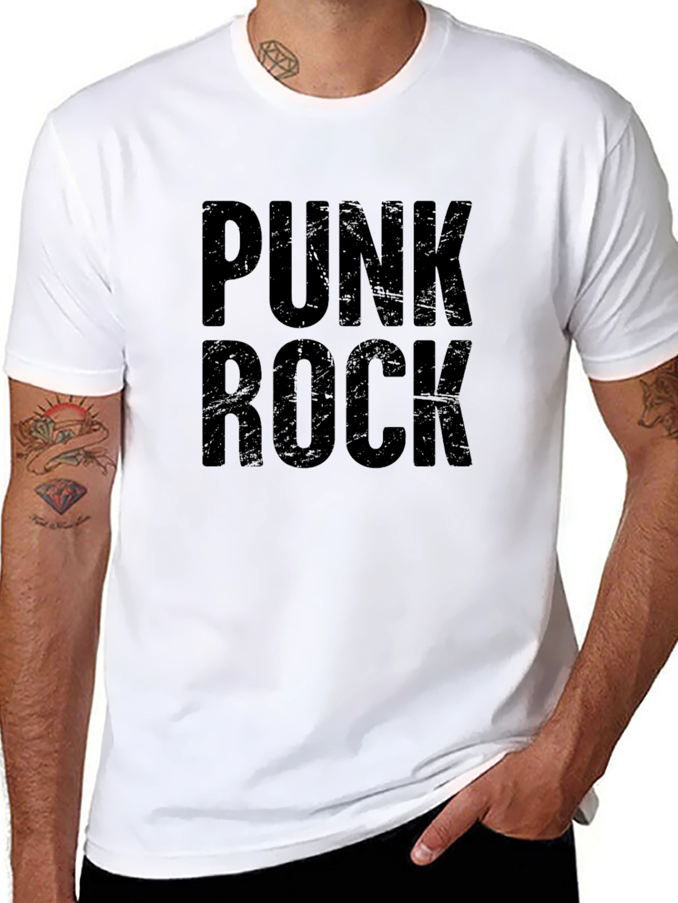Punk Rock Graphic Tee - Black Cotton T-Shirt
