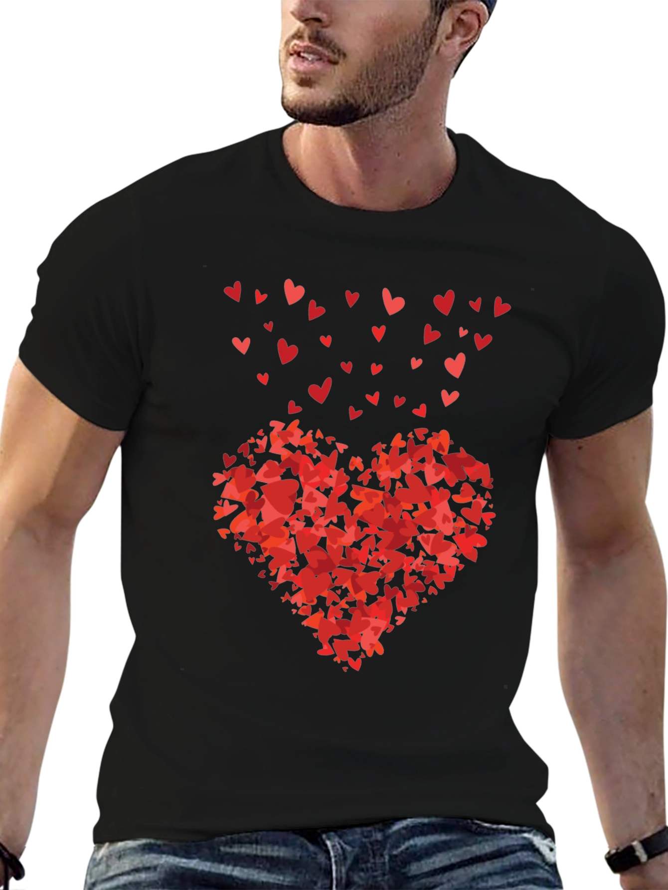 Heart of Hearts Black Graphic Tee - Love Design