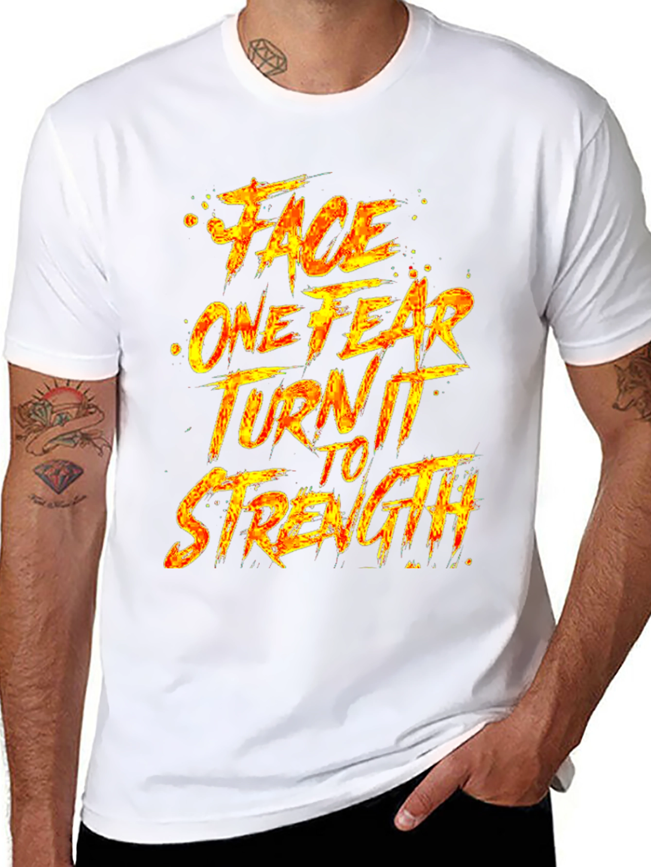Motivational Graphic Tee: Face Fear Turn It To Strength