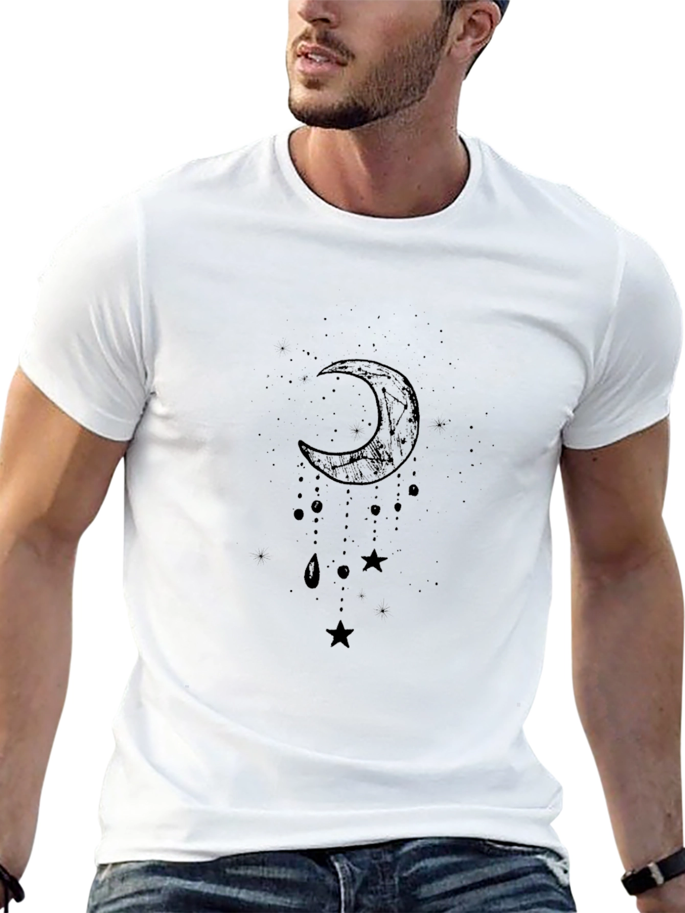 Crescent Moon & Stars Black Graphic Tee