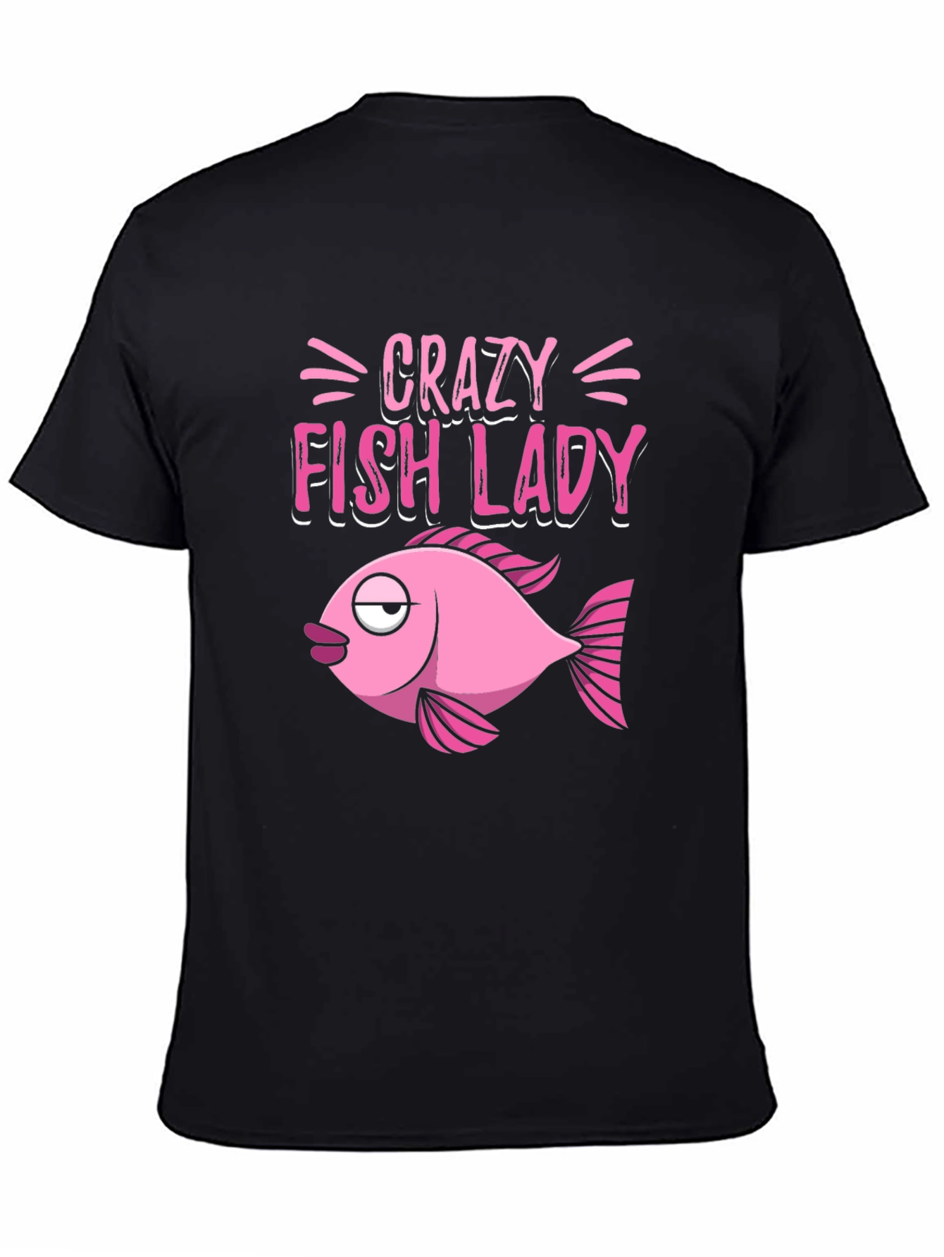 Crazy Fish Lady Graphic Tee - Black