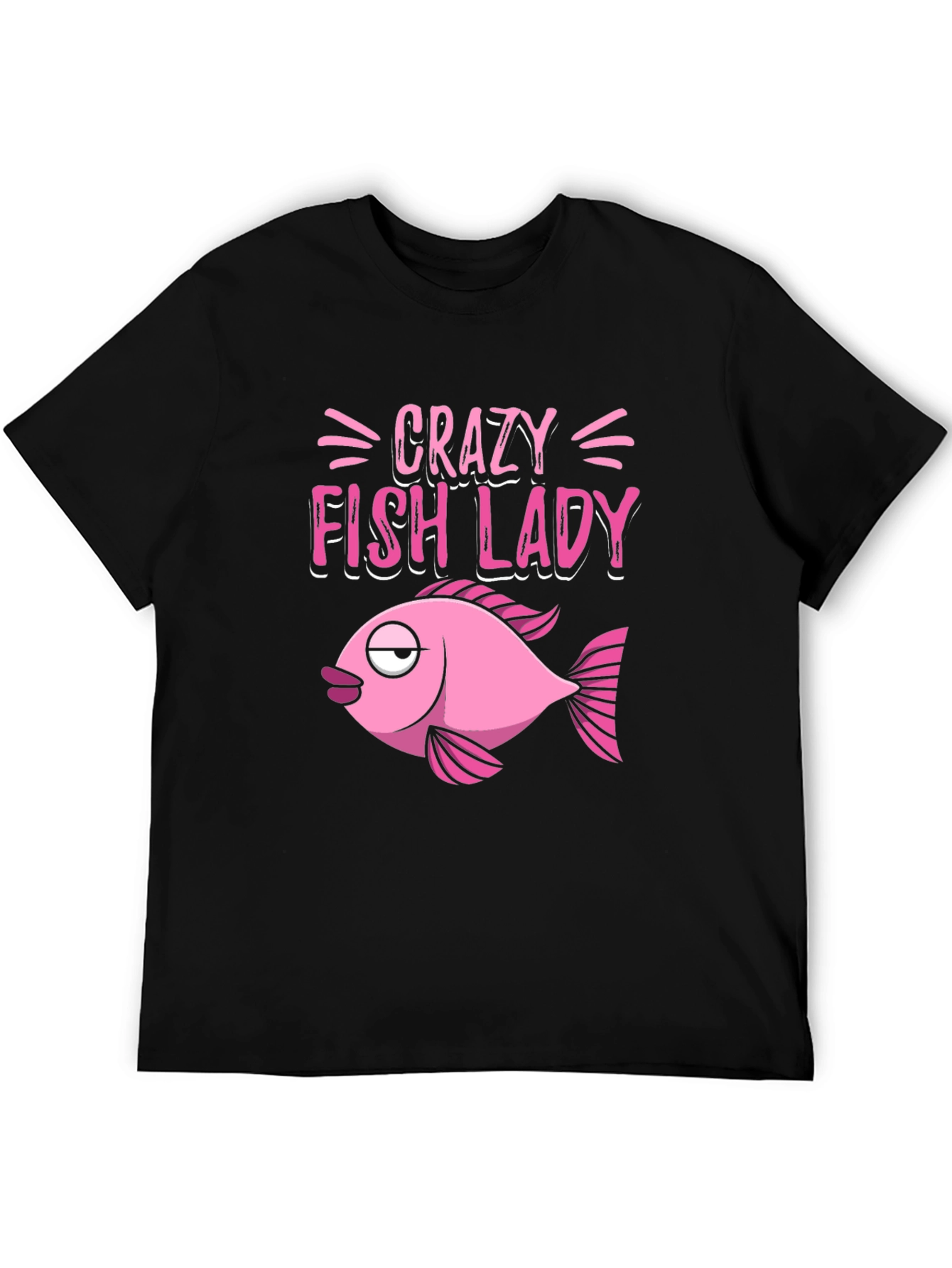 Crazy Fish Lady Graphic Tee - Black