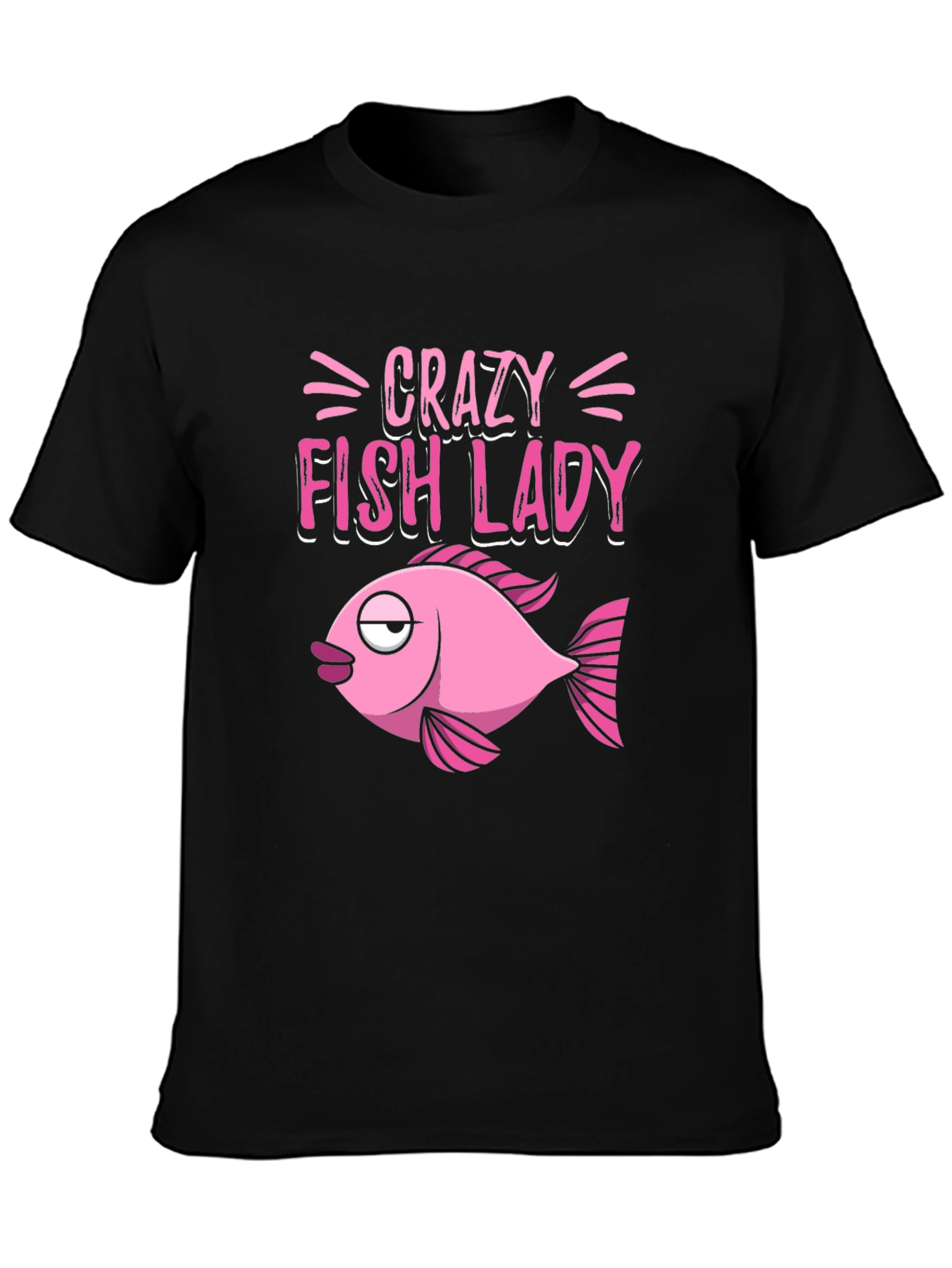 Crazy Fish Lady Graphic Tee - Black