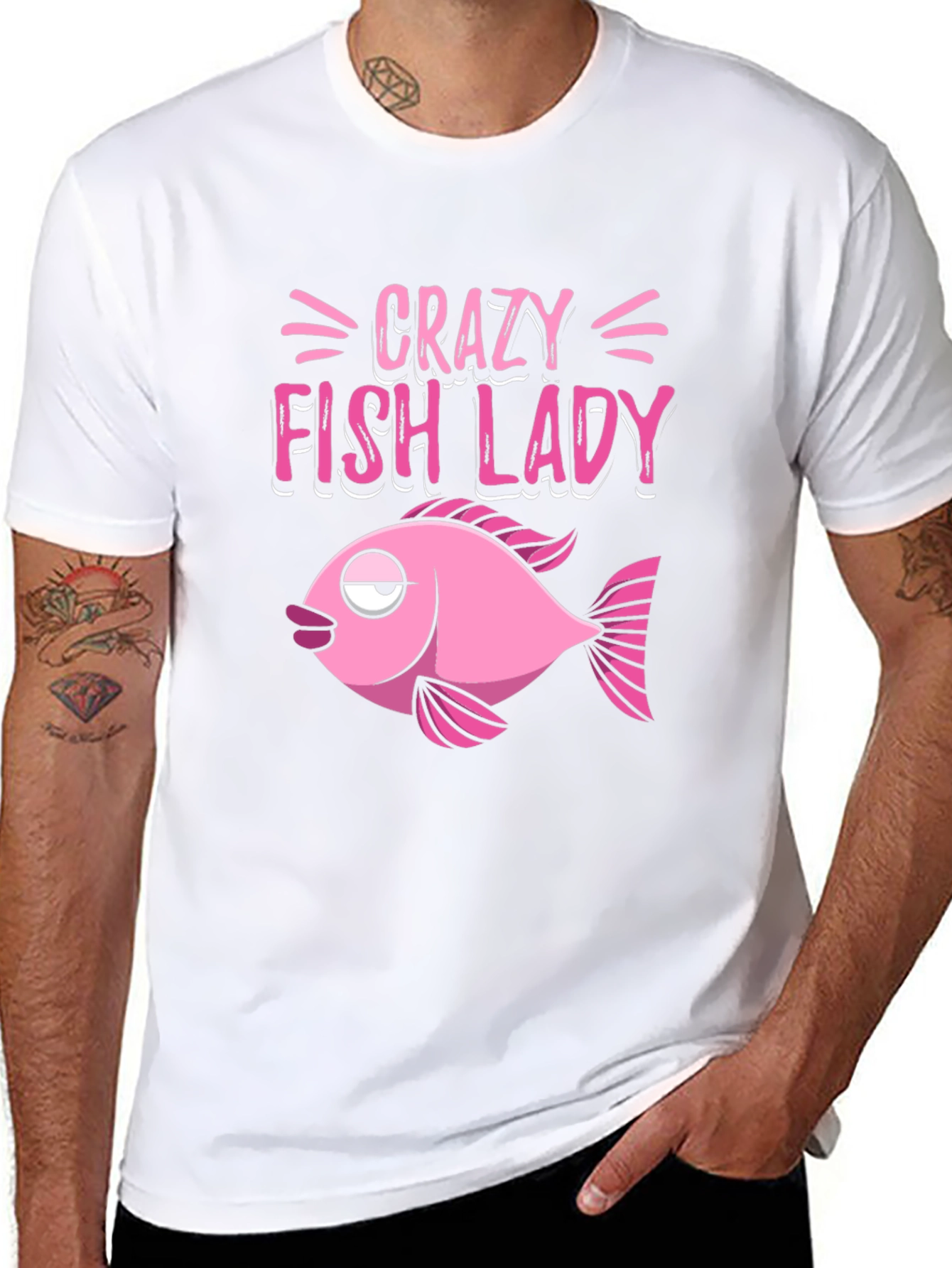 Crazy Fish Lady Graphic Tee - Black