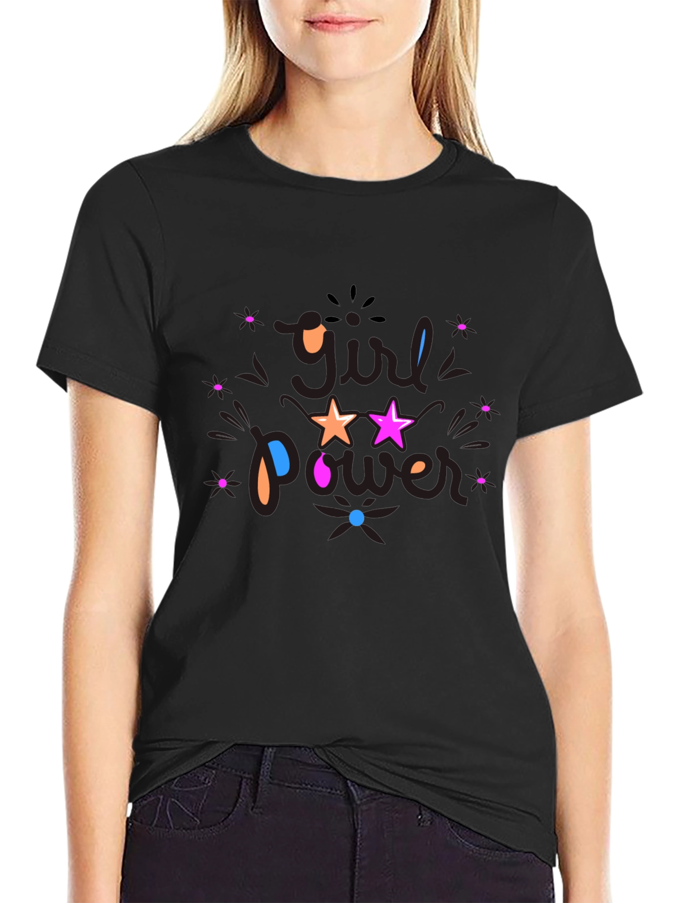 Girl Power Graphic Black T-Shirt