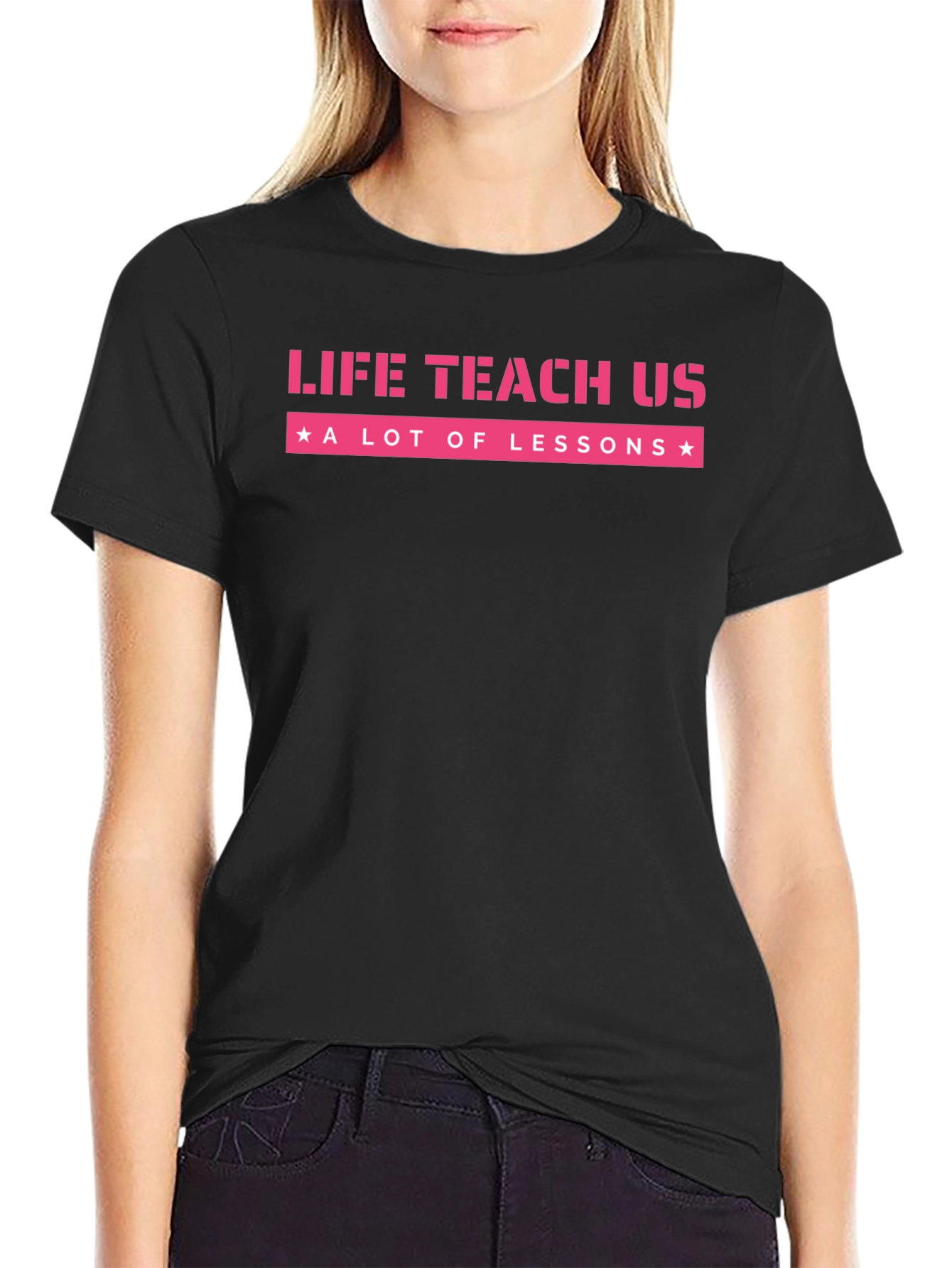 Life Teaches Lessons Graphic Tee - Black