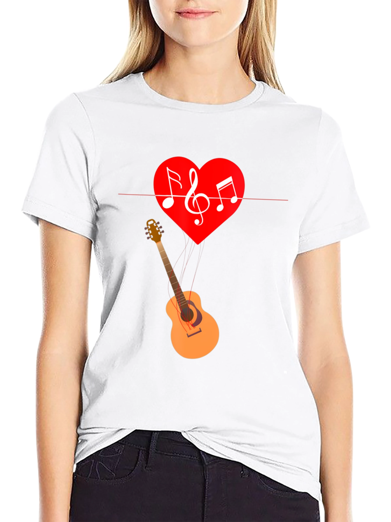 Music Heart Guitar Graphic T-Shirt