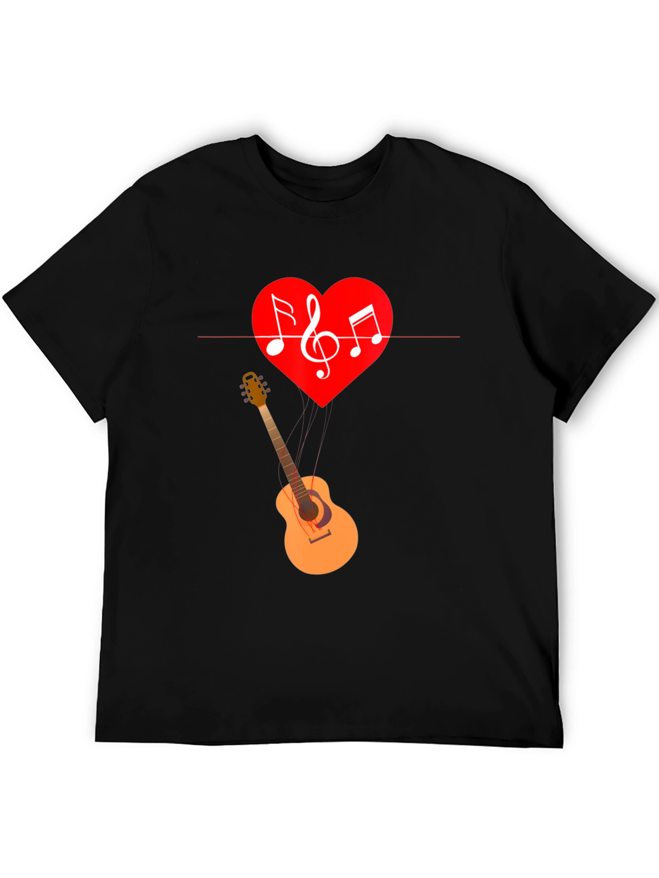 Music Heart Guitar Graphic T-Shirt