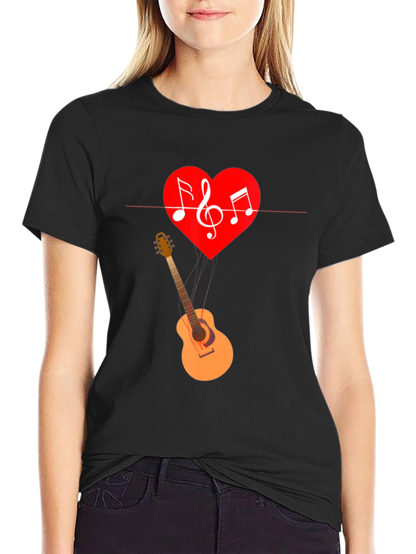 Music Heart Guitar Graphic T-Shirt