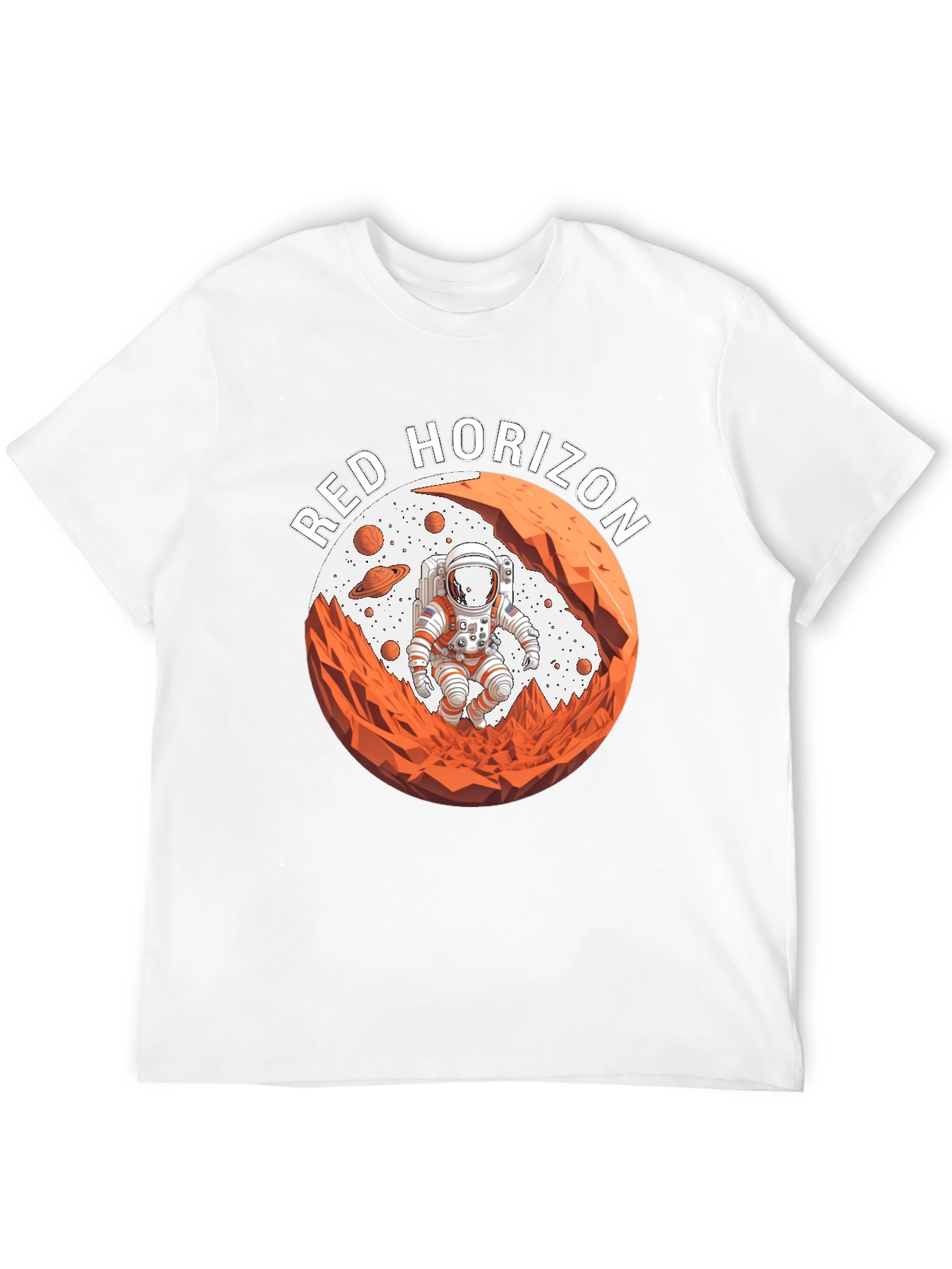 Red Horizon Astronaut Black T-Shirt