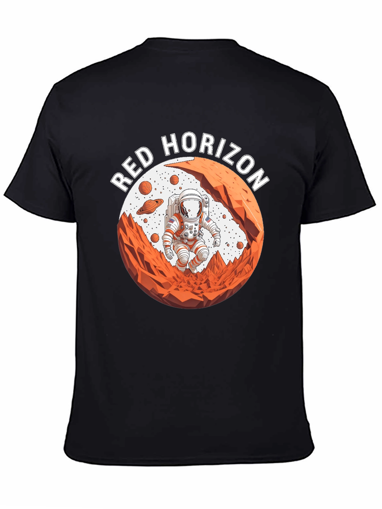 Red Horizon Astronaut Black T-Shirt