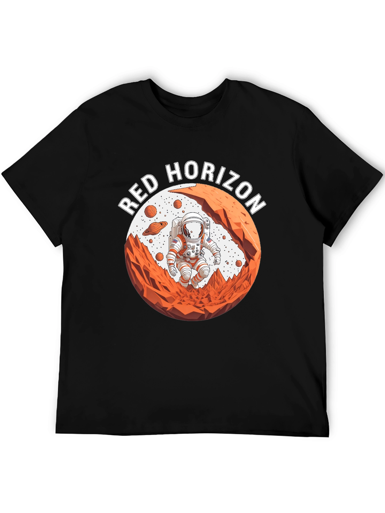 Red Horizon Astronaut Black T-Shirt