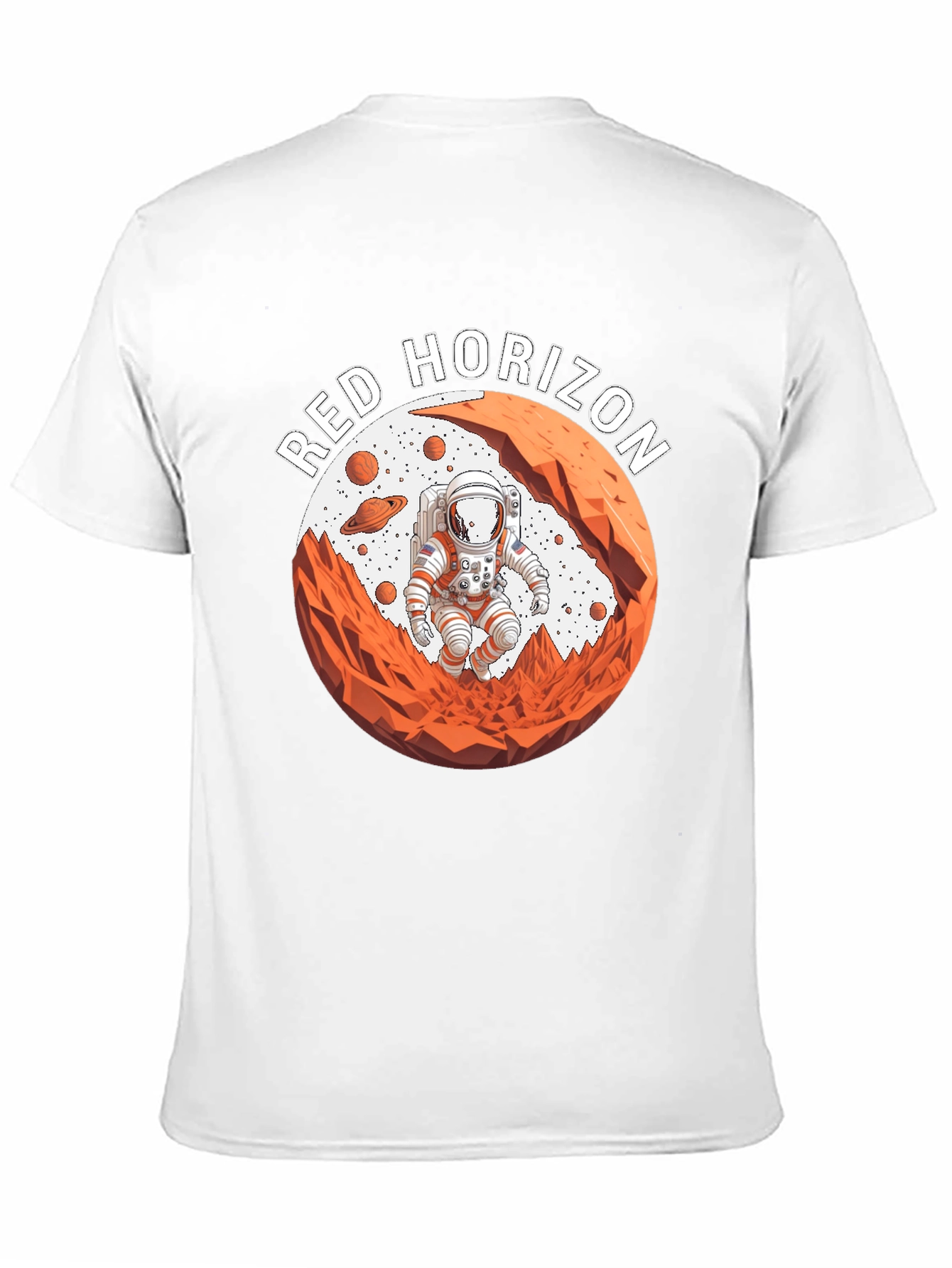 Red Horizon Astronaut Black T-Shirt