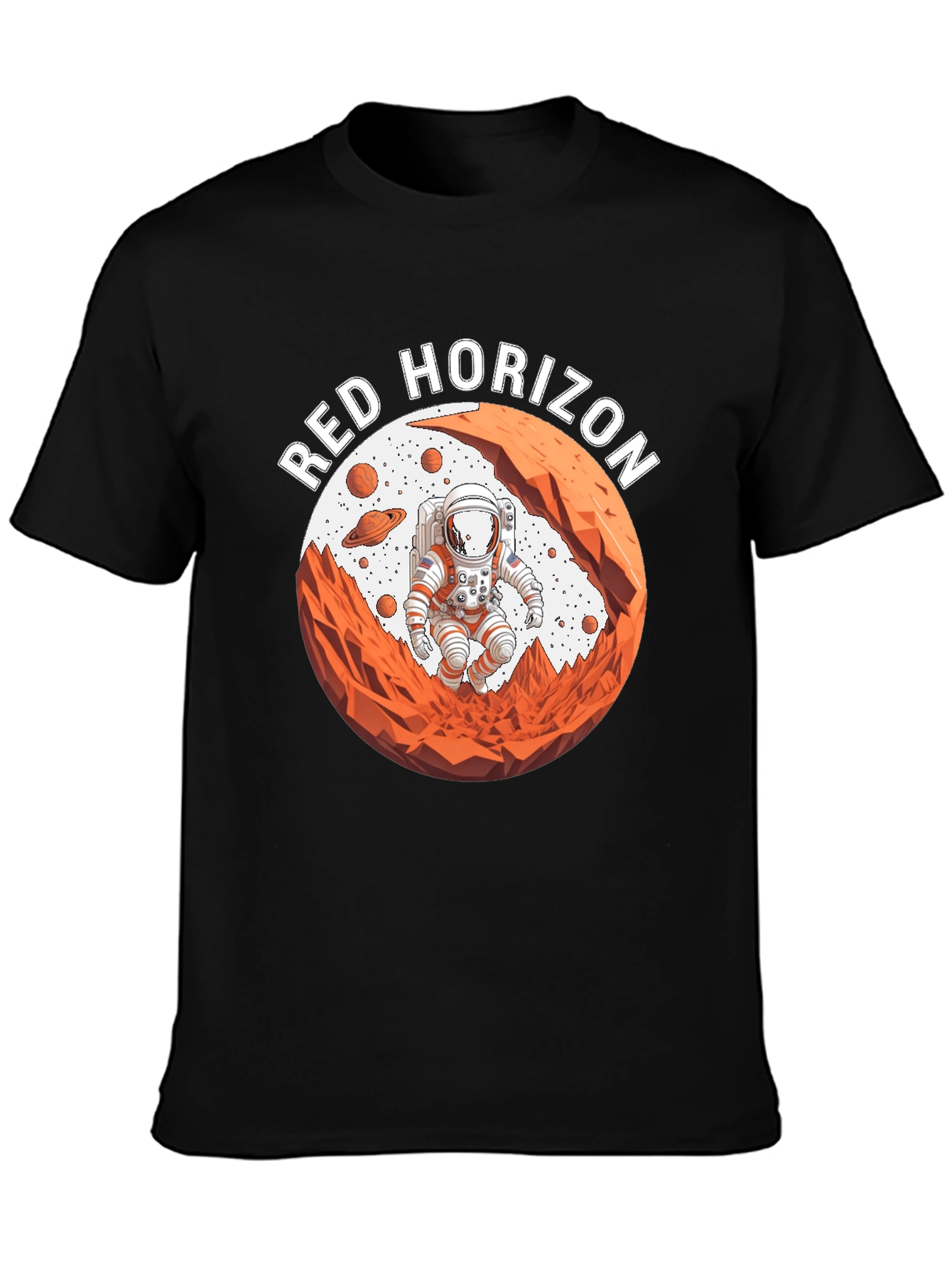 Red Horizon Astronaut Black T-Shirt