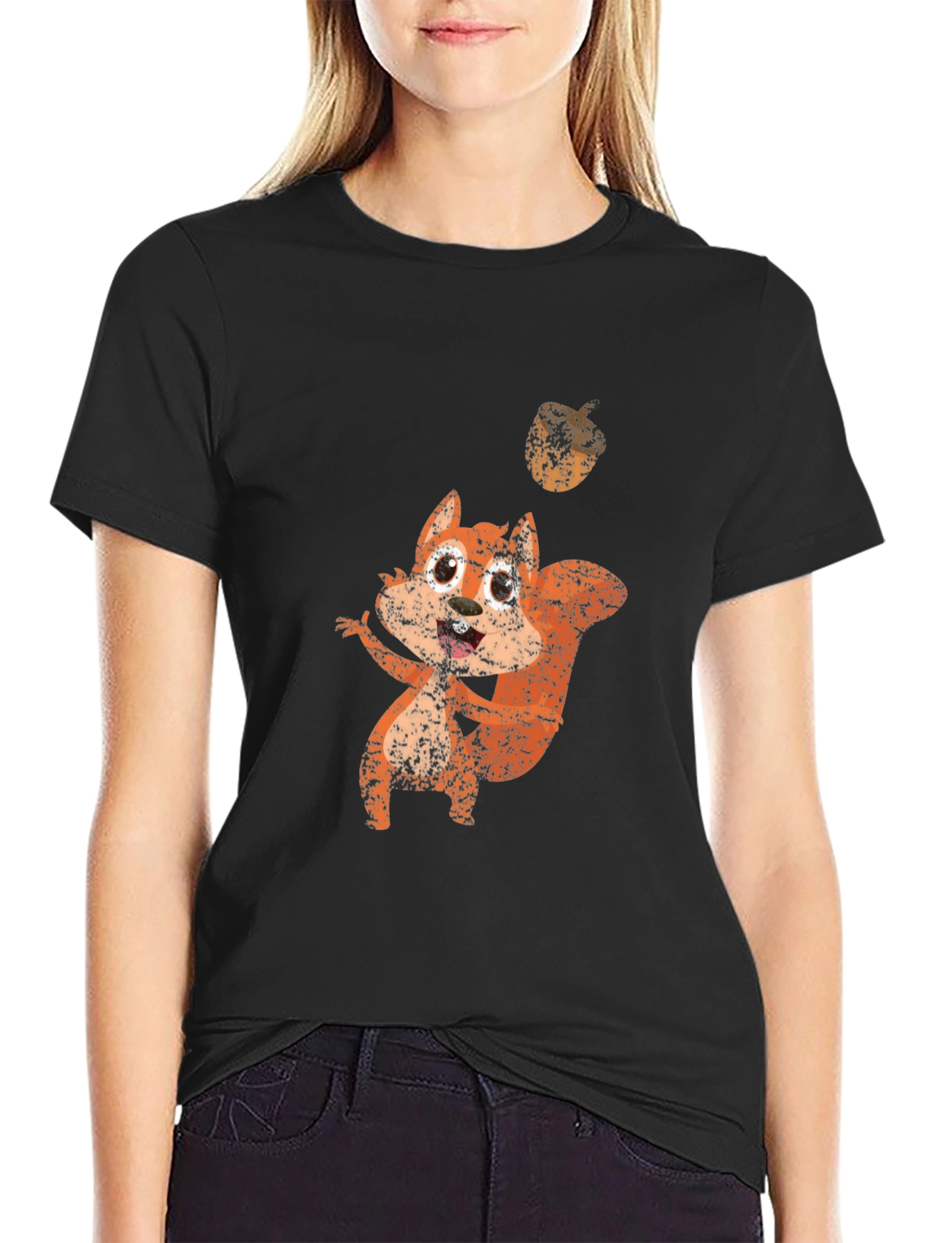 Squirrel Graphic Black T-Shirt