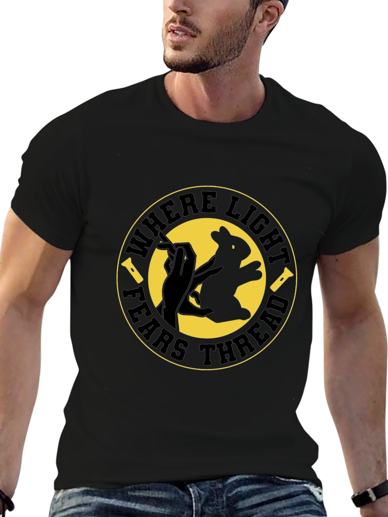 Where Light Fears Tread Black Graphic Tee