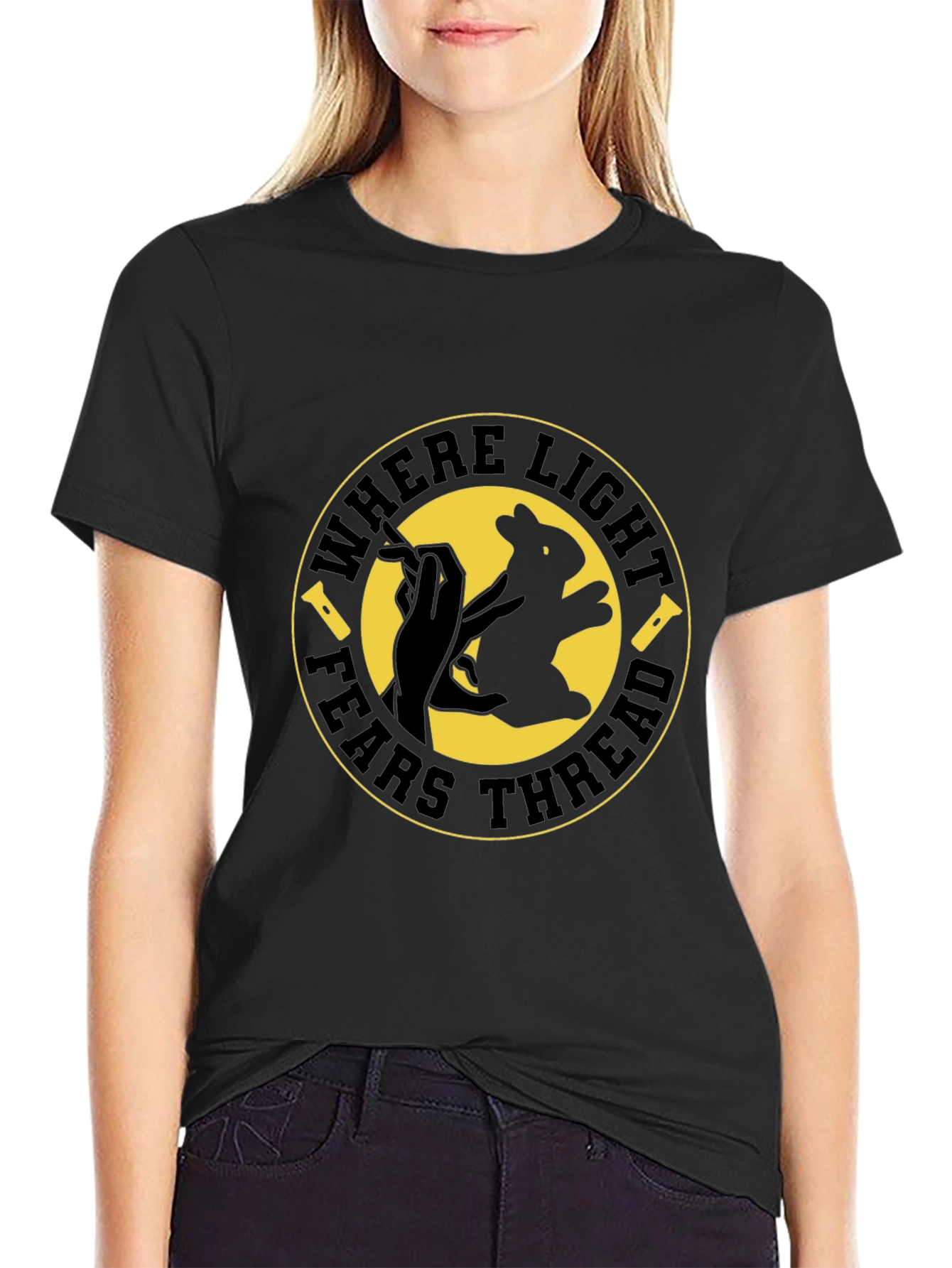 Where Light Fears Tread Black Graphic Tee