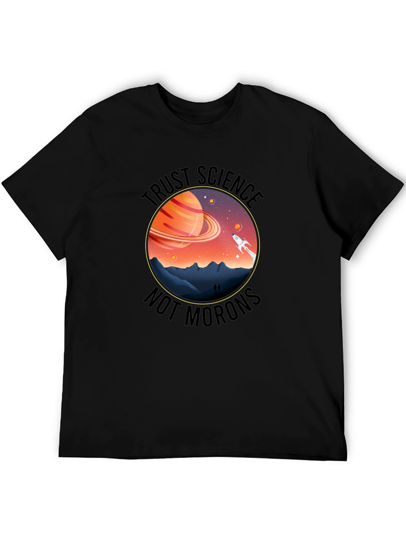 Trust Science T-Shirt - Saturn & Rocket Graphic