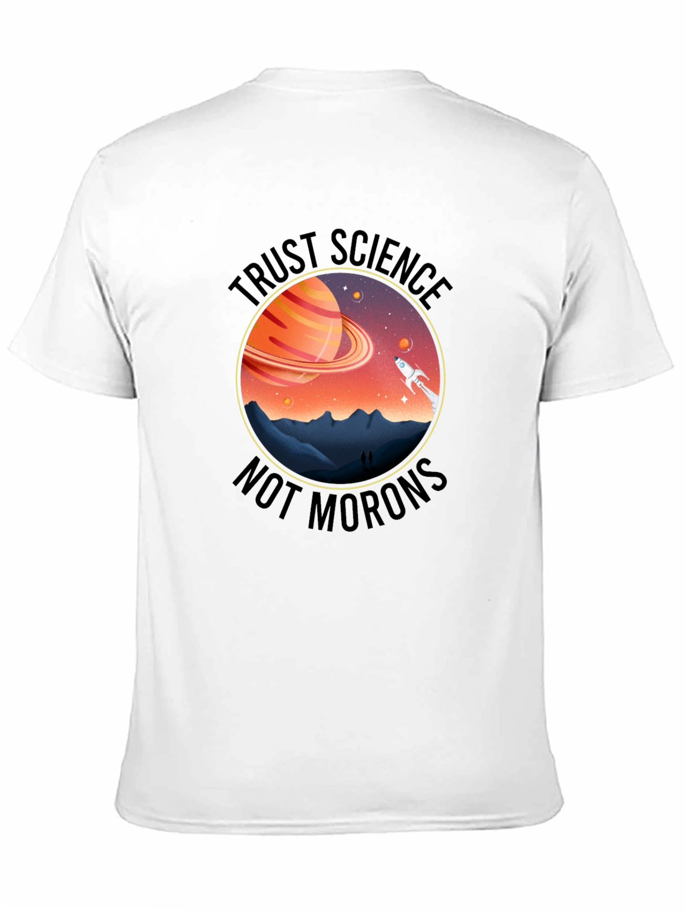 Trust Science T-Shirt - Saturn & Rocket Graphic